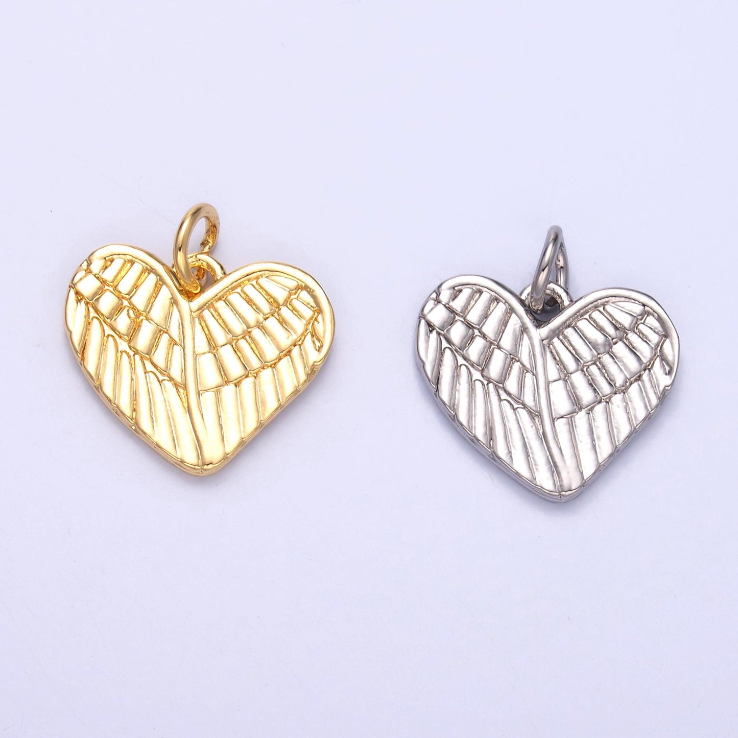 Mini gold angel wing charm heart guardian angel pendant C037