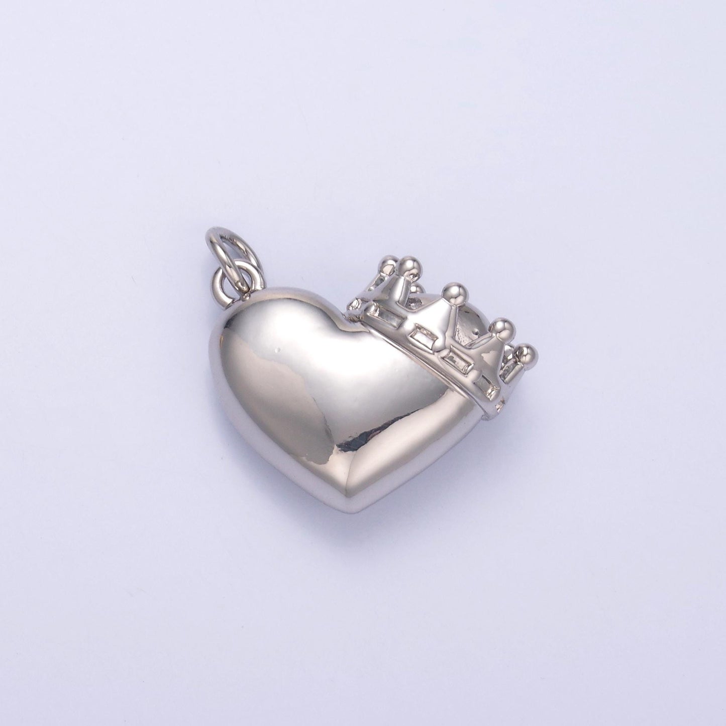 Gold Crown Heart Pendant Charm, Silver Crown Pendant Charm for Dangle Drop Charm C038