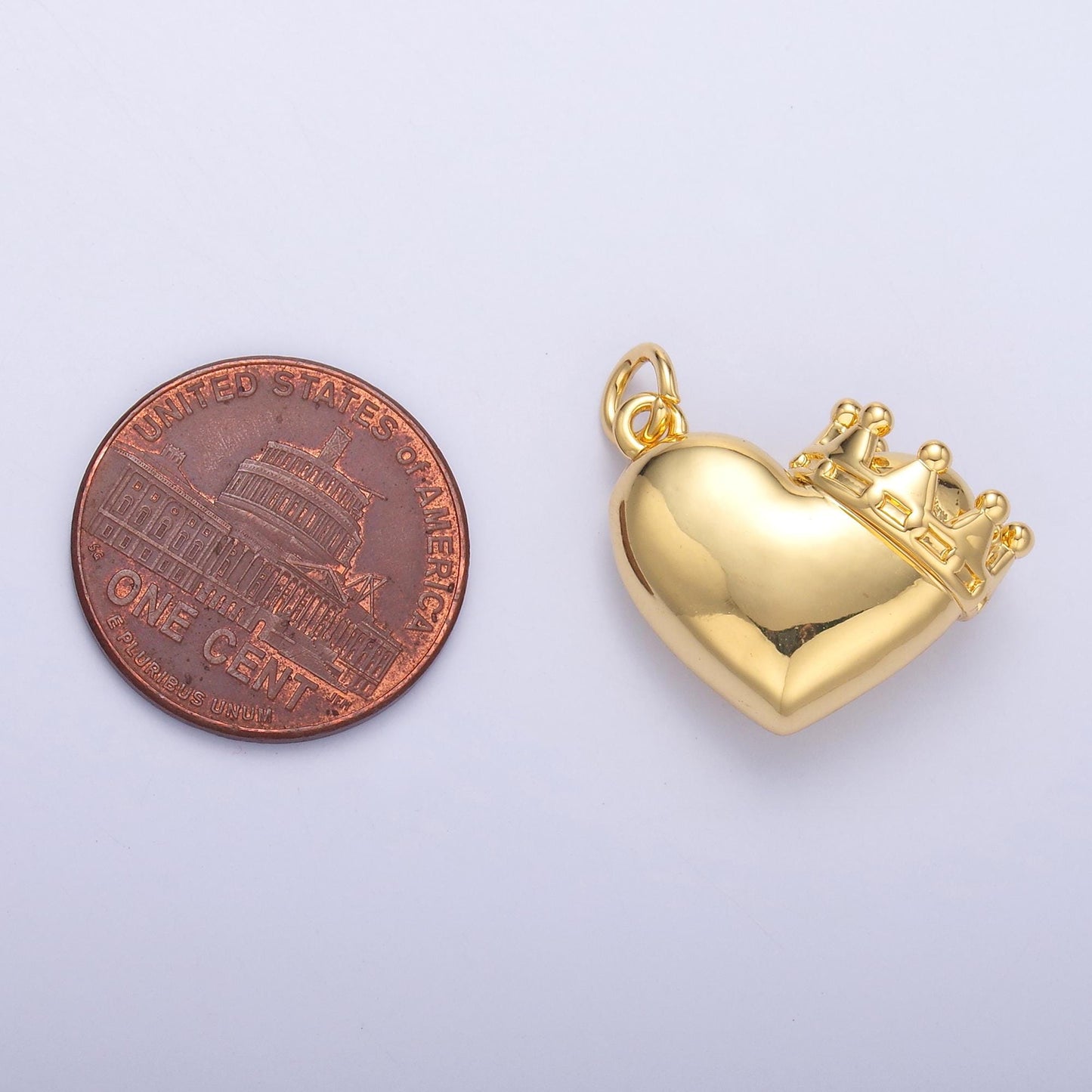 Gold Crown Heart Pendant Charm, Silver Crown Pendant Charm for Dangle Drop Charm C038