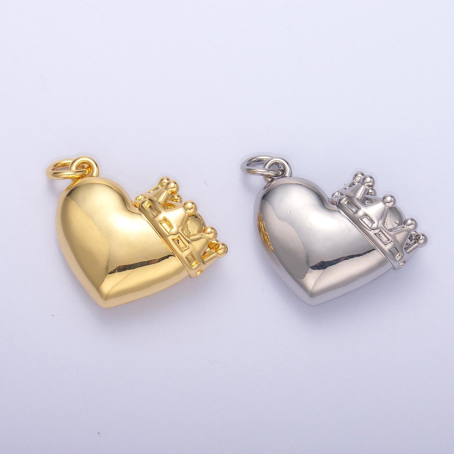 Gold Crown Heart Pendant Charm, Silver Crown Pendant Charm for Dangle Drop Charm C038