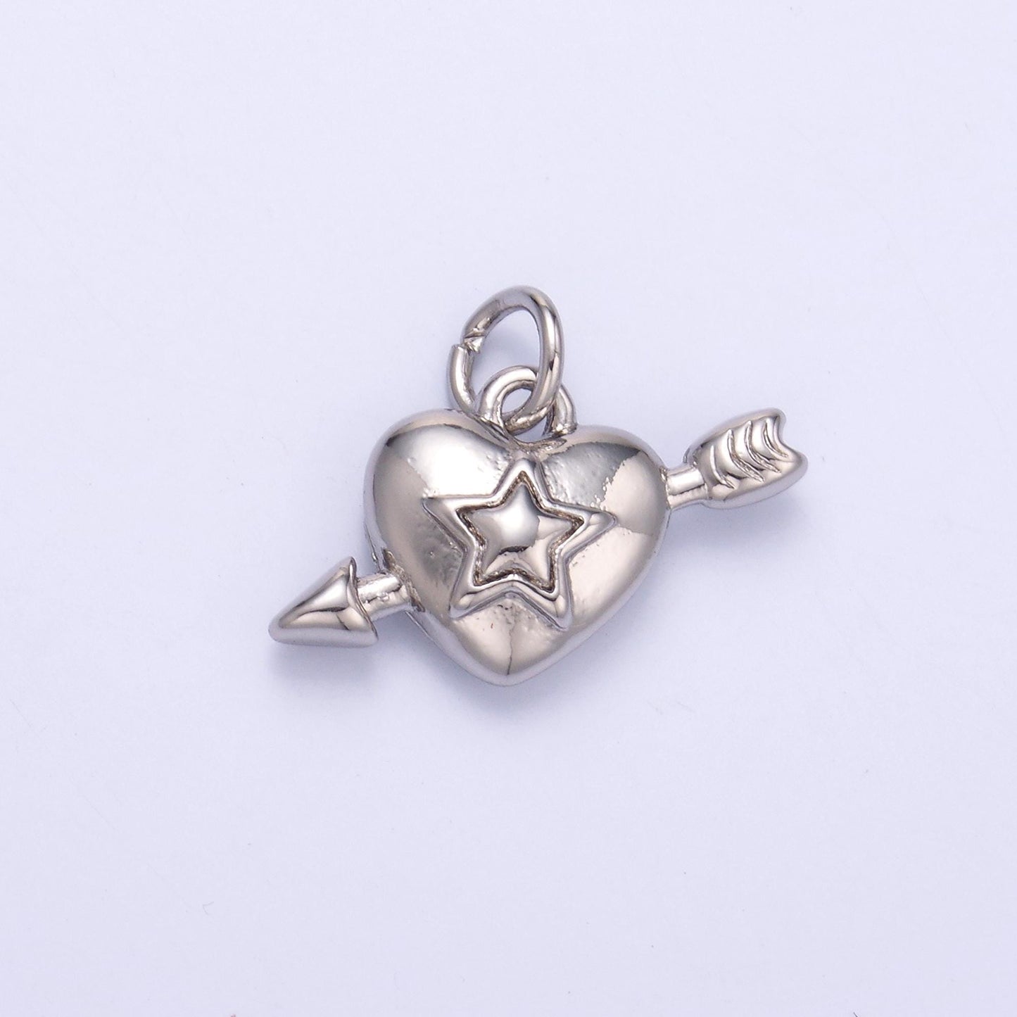 Mini Star gold heart with arrow charm mini silver heart pendant for earring necklace bracelet component C041