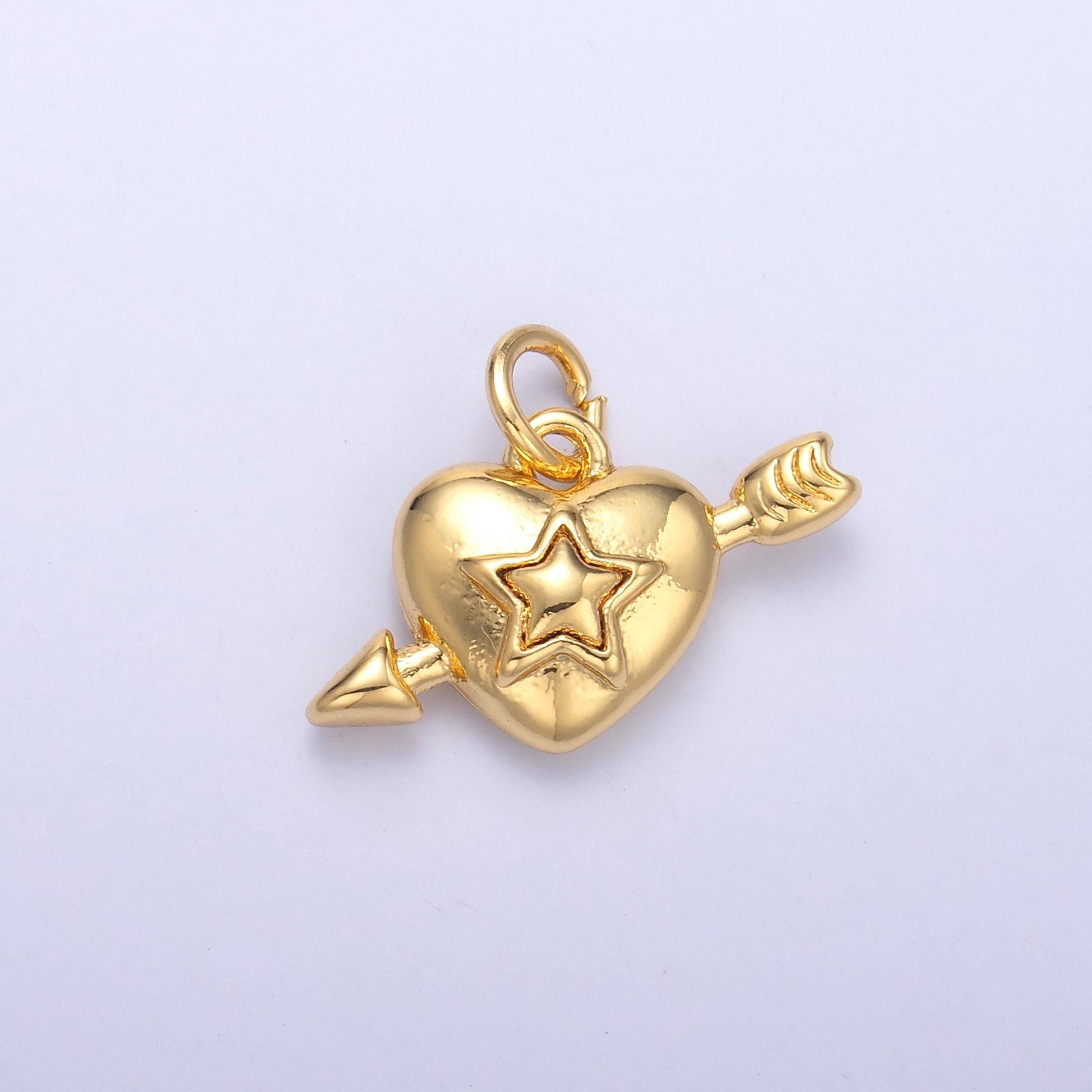 Mini Star gold heart with arrow charm mini silver heart pendant for earring necklace bracelet component C041