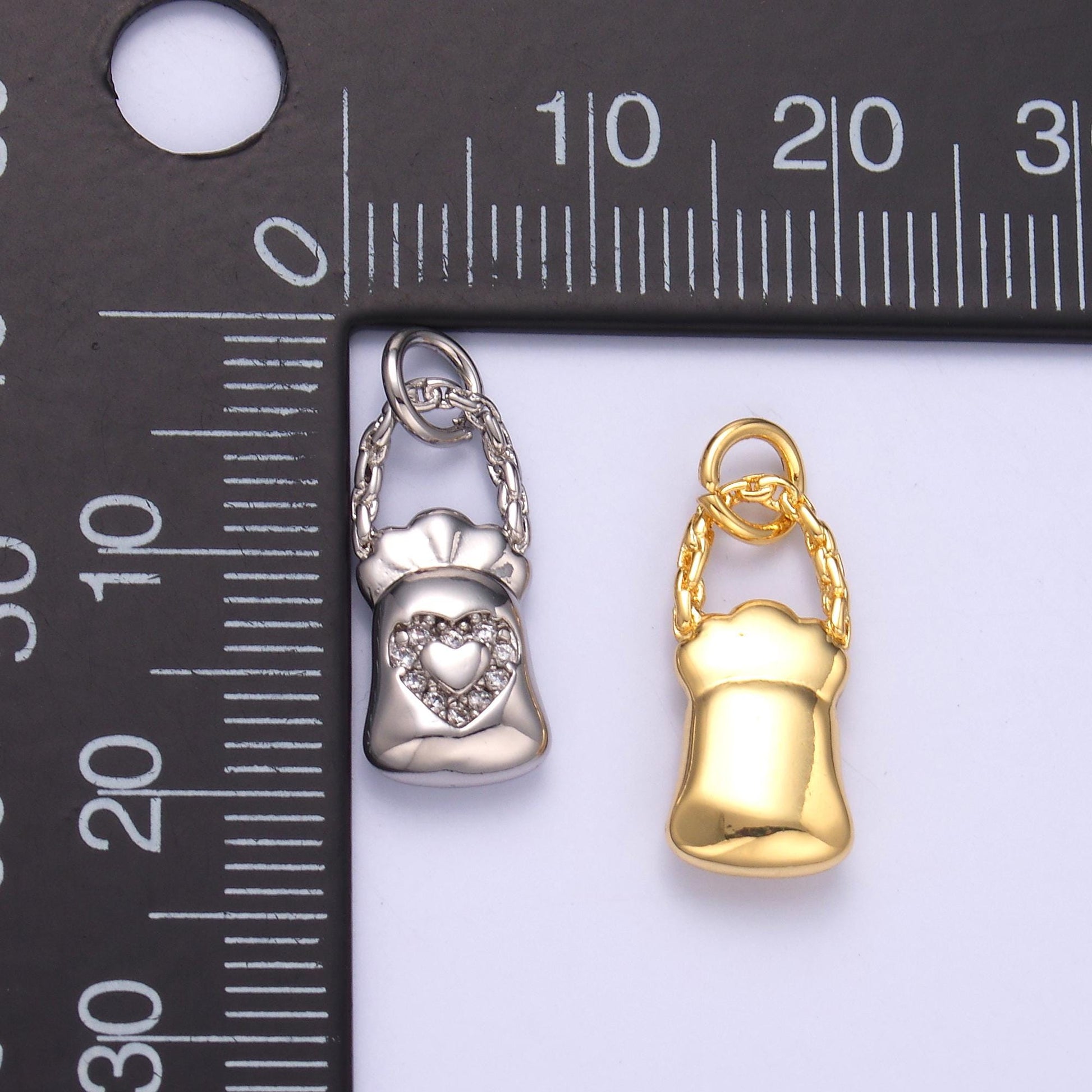 24k golf filled bag of love charm pendant for bracelet necklace charm Cute Jewelry C043