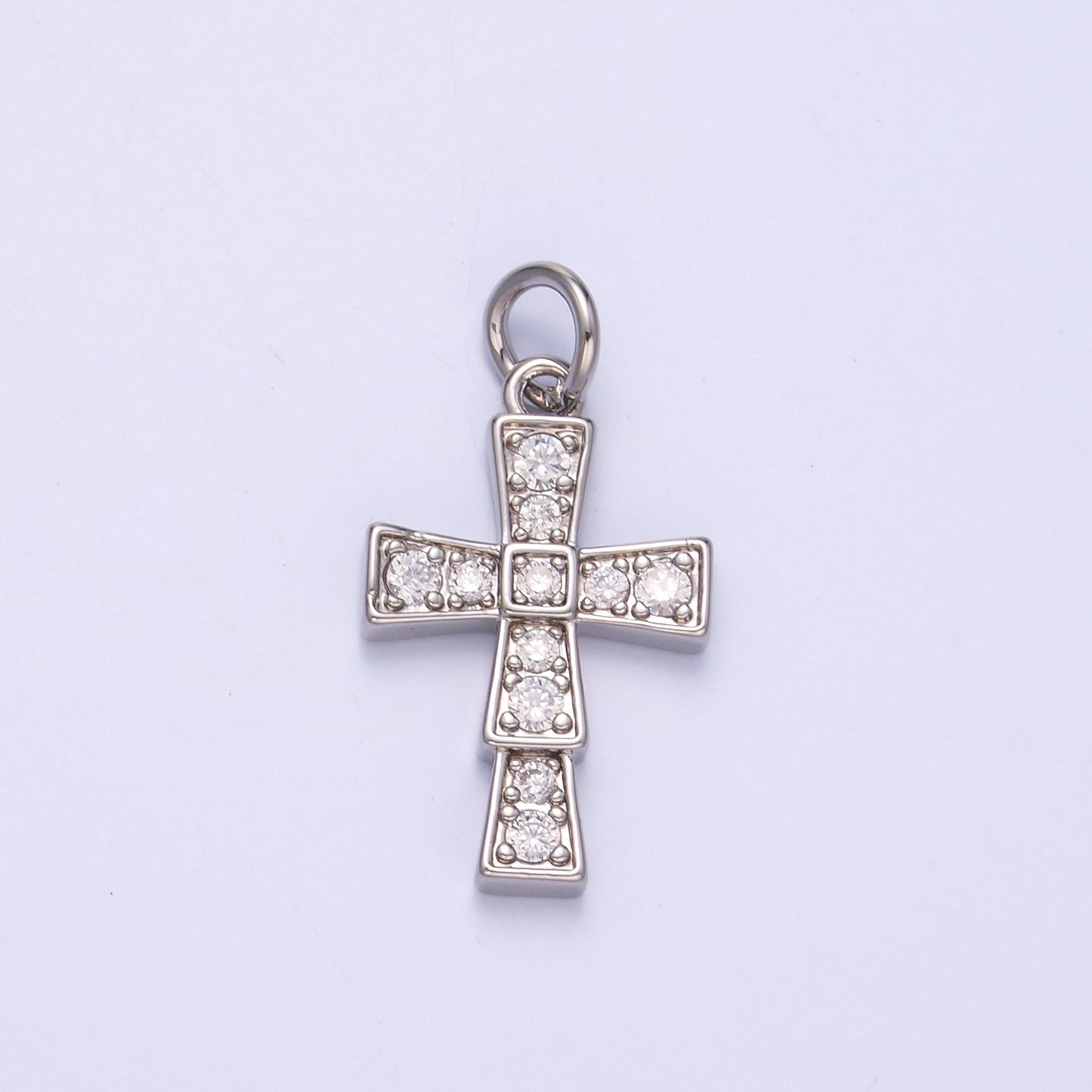 24K Gold Filled Clear CZ Religious Cross Mini Charm in Gold & Silver | C045