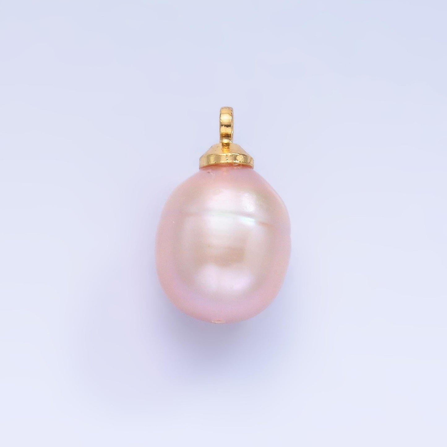 1x small fresh water pearl gold 9 mm real pearl mini charm minimalist bracelet necklace earring enhancer charm pendant P-1580