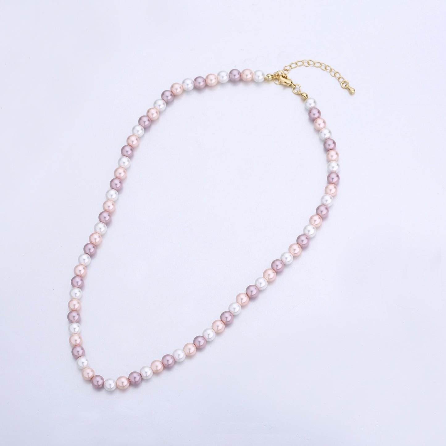 Handmade Candy Pink Shell Pearl Necklace 17 inch + 2 inch extender WA-2792