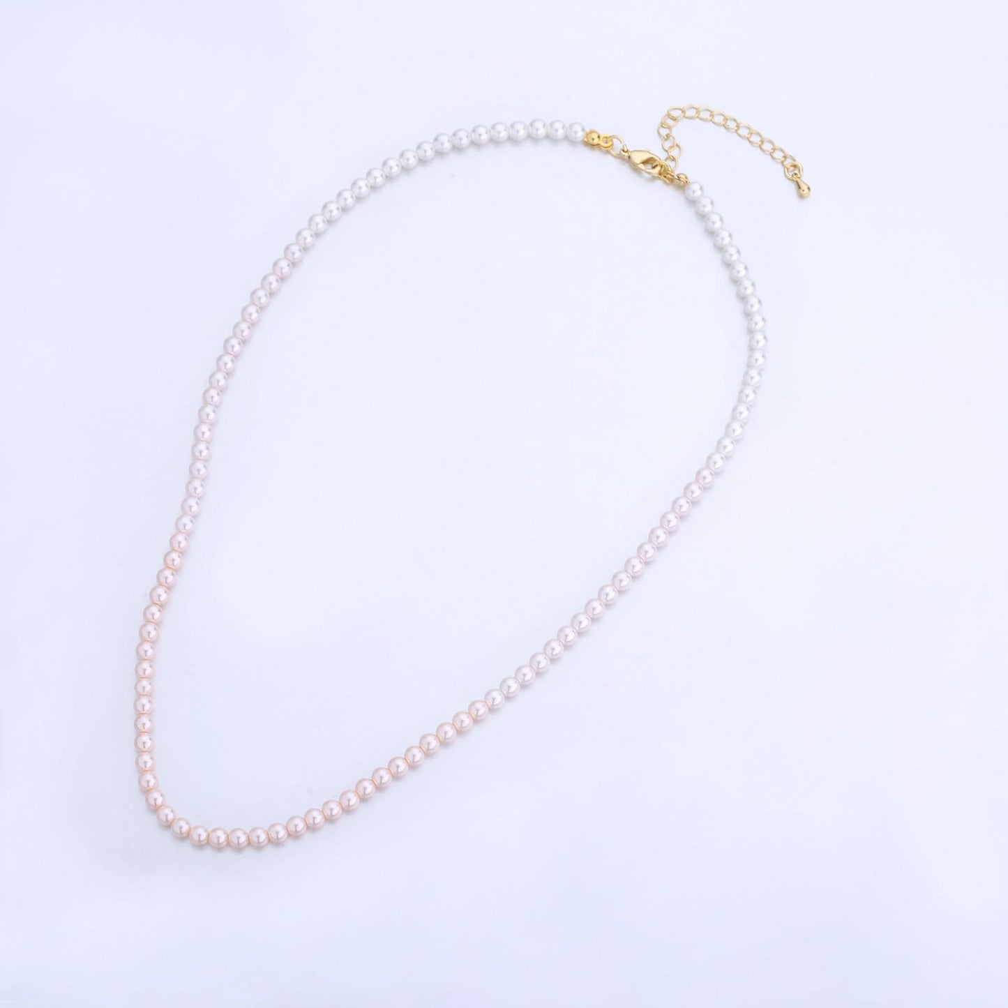 Handmade Gradient Pink Shell Pearl Necklace 17 inch + 2 inch extender WA-2836