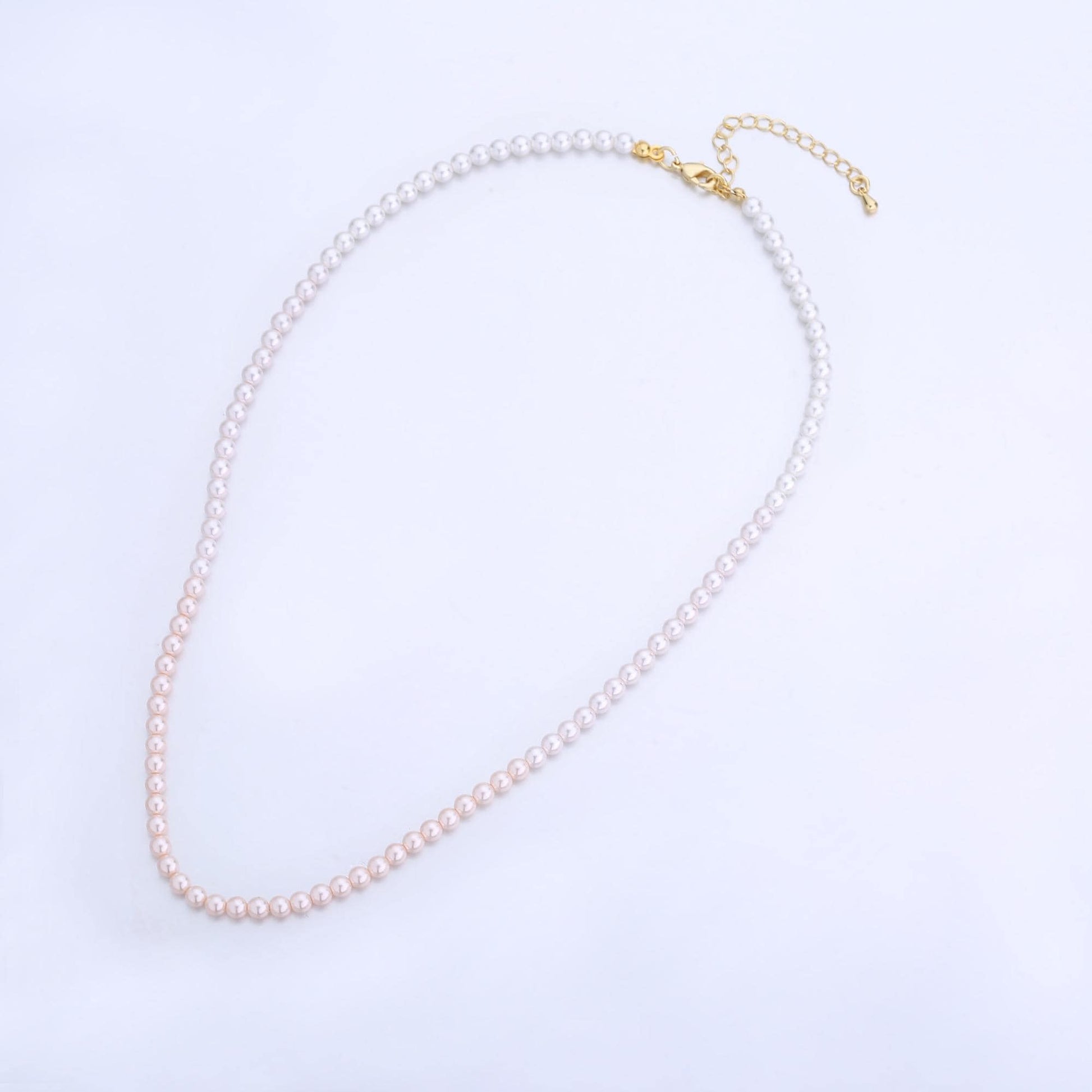 Handmade Gradient Pink Shell Pearl Necklace 17 inch + 2 inch extender WA-2836