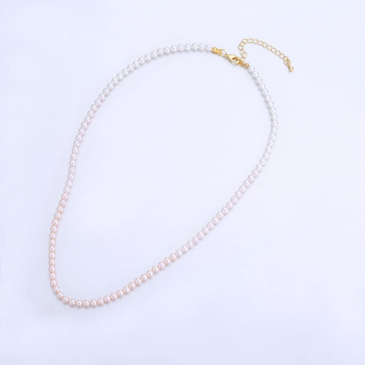 Handmade Gradient Pink Shell Pearl Necklace 17 inch + 2 inch extender WA-2836