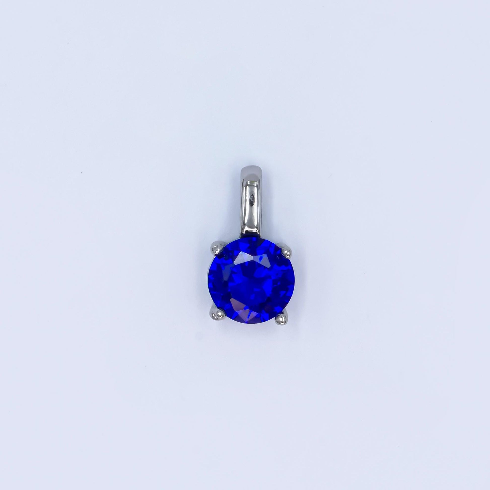 Silver Solitaire Blue Clear Yellow CZ Pendant Drop Charm AA1425