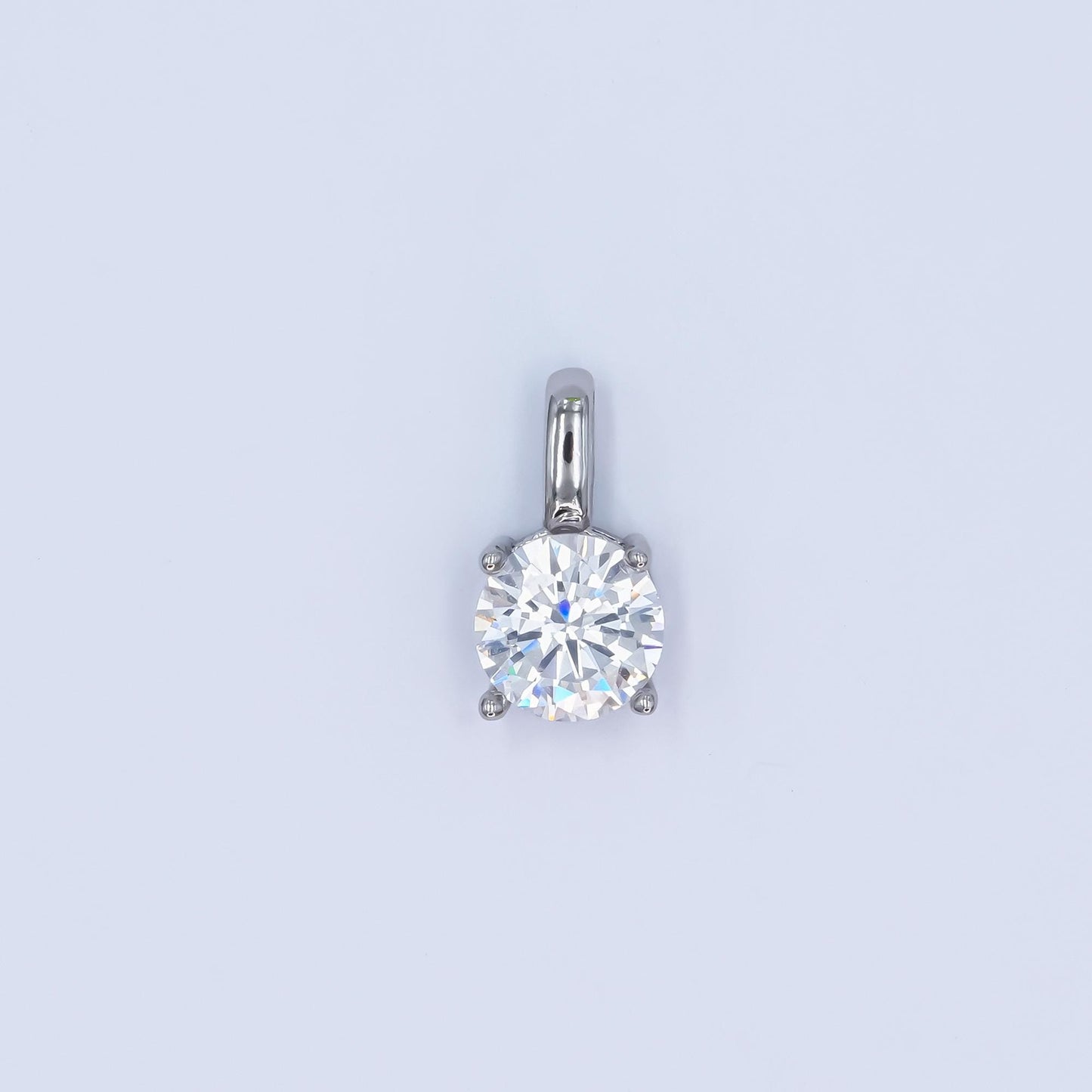 Silver Solitaire Blue Clear Yellow CZ Pendant Drop Charm AA1425
