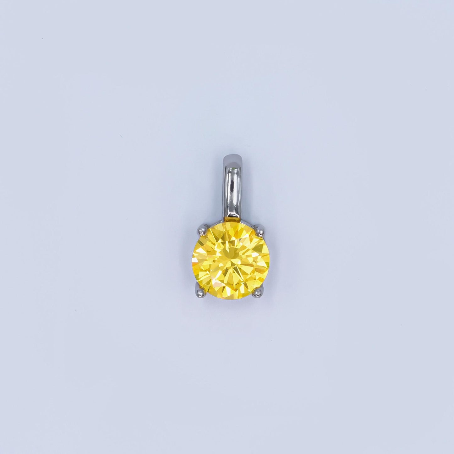 Silver Solitaire Blue Clear Yellow CZ Pendant Drop Charm AA1425