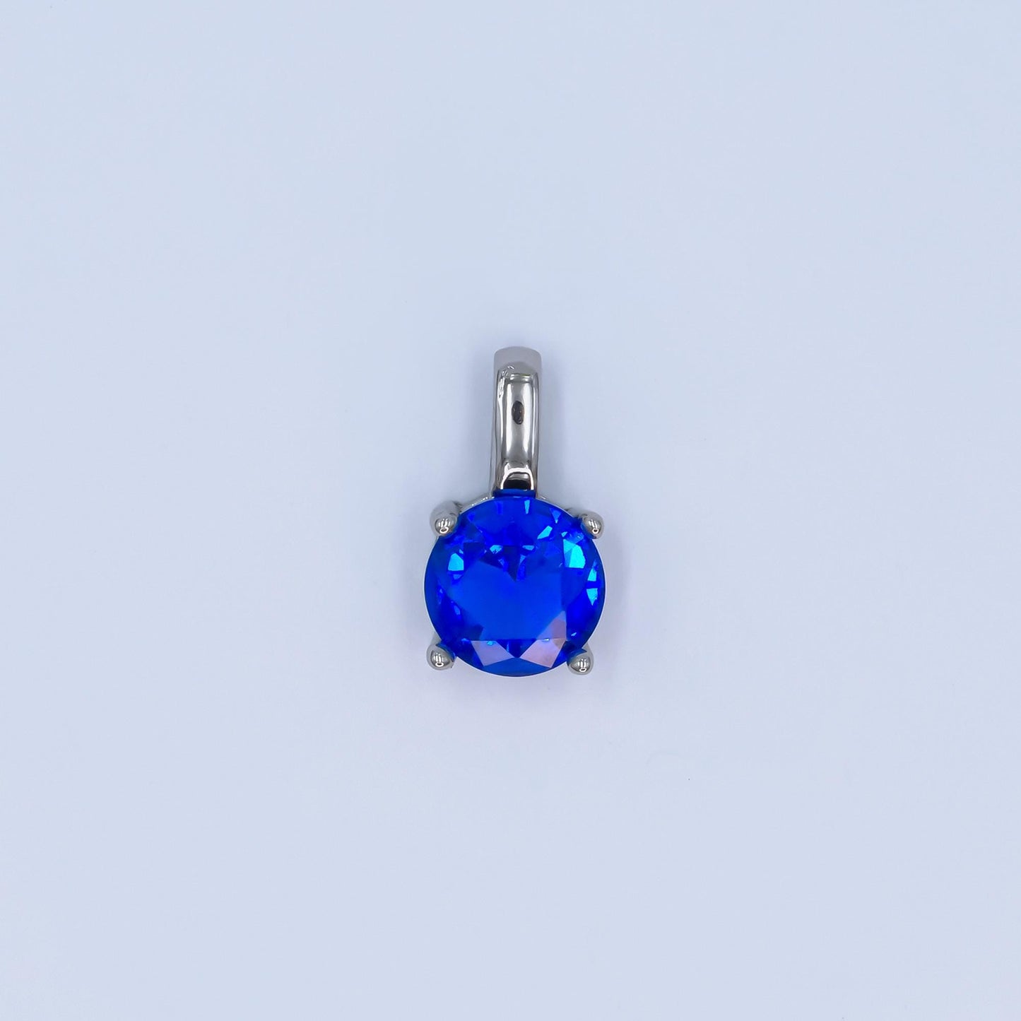 Silver Solitaire Blue Clear Yellow CZ Pendant Drop Charm AA1425