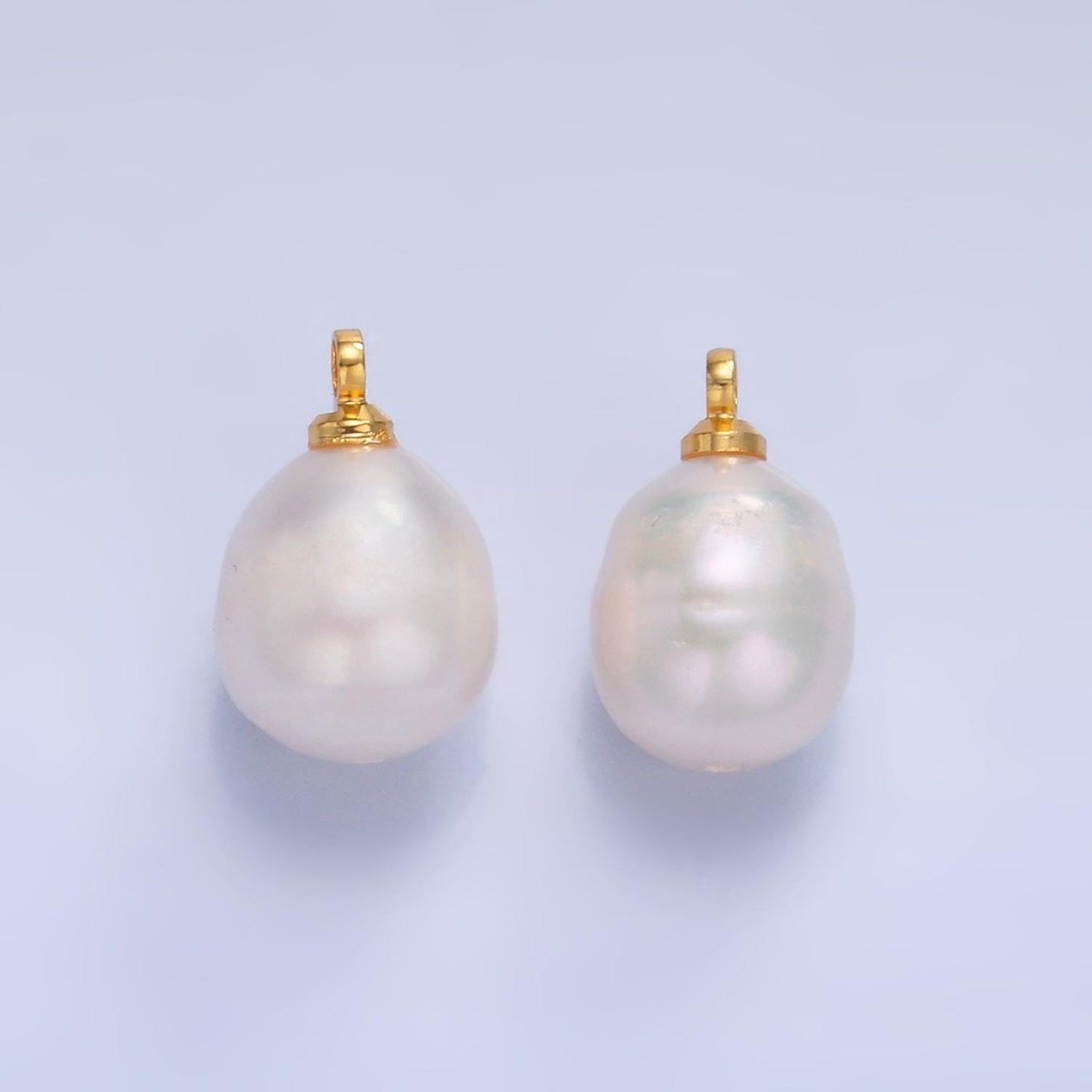 Tiny potato pearl charms white pearl drop pendants dainty charm necklace pendant 9mm pearl drop with bail P1940