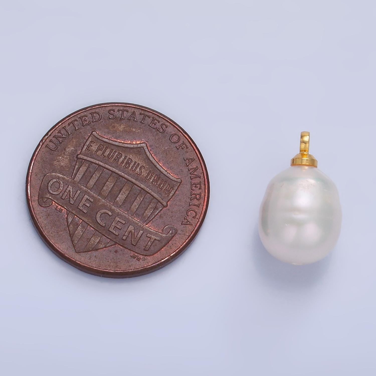 Tiny potato pearl charms white pearl drop pendants dainty charm necklace pendant 9mm pearl drop with bail P1940
