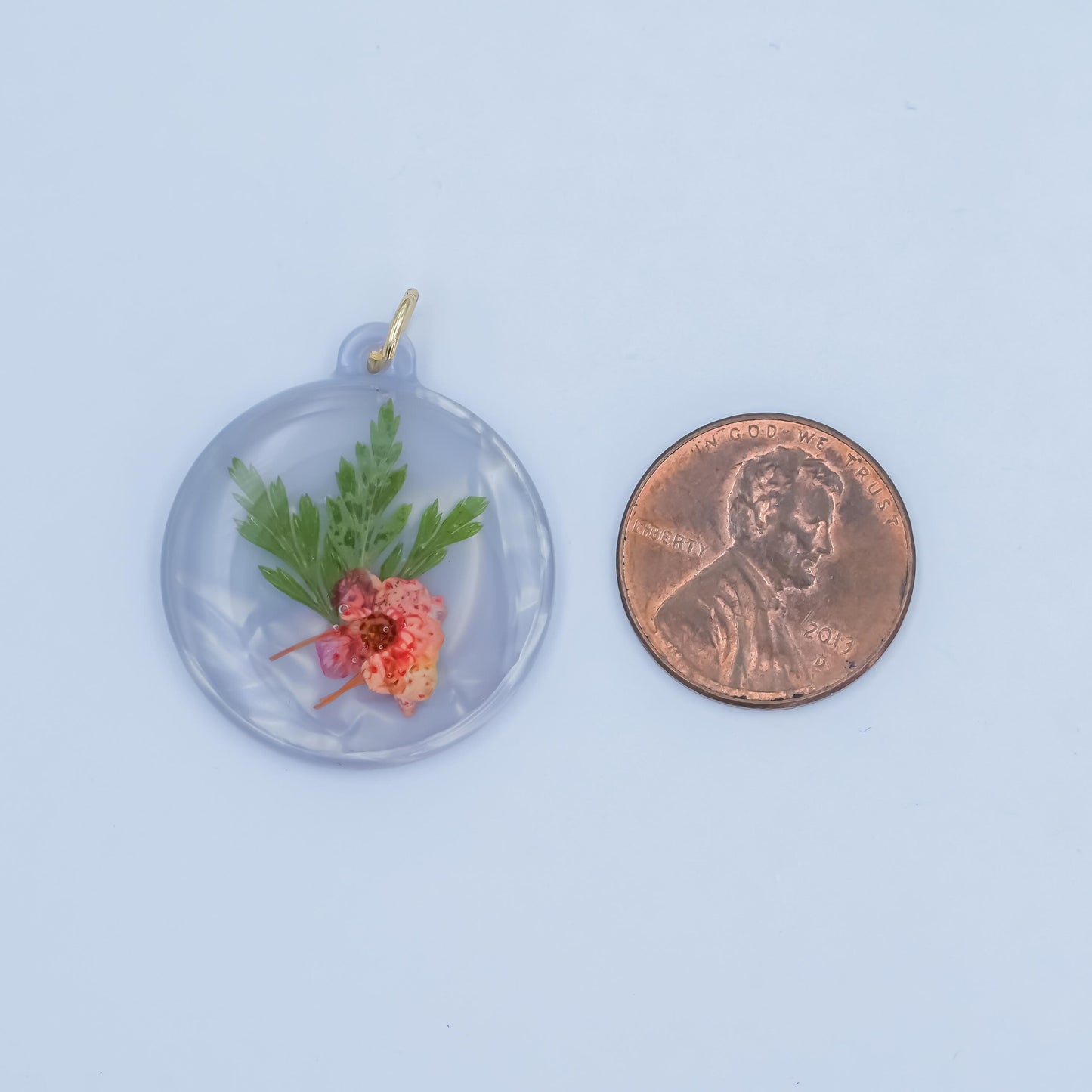 Real Marigold Resin Pendant Handmade Pressed Flower Charm for Necklace, Jewelry Making or Craft Supplies N-062