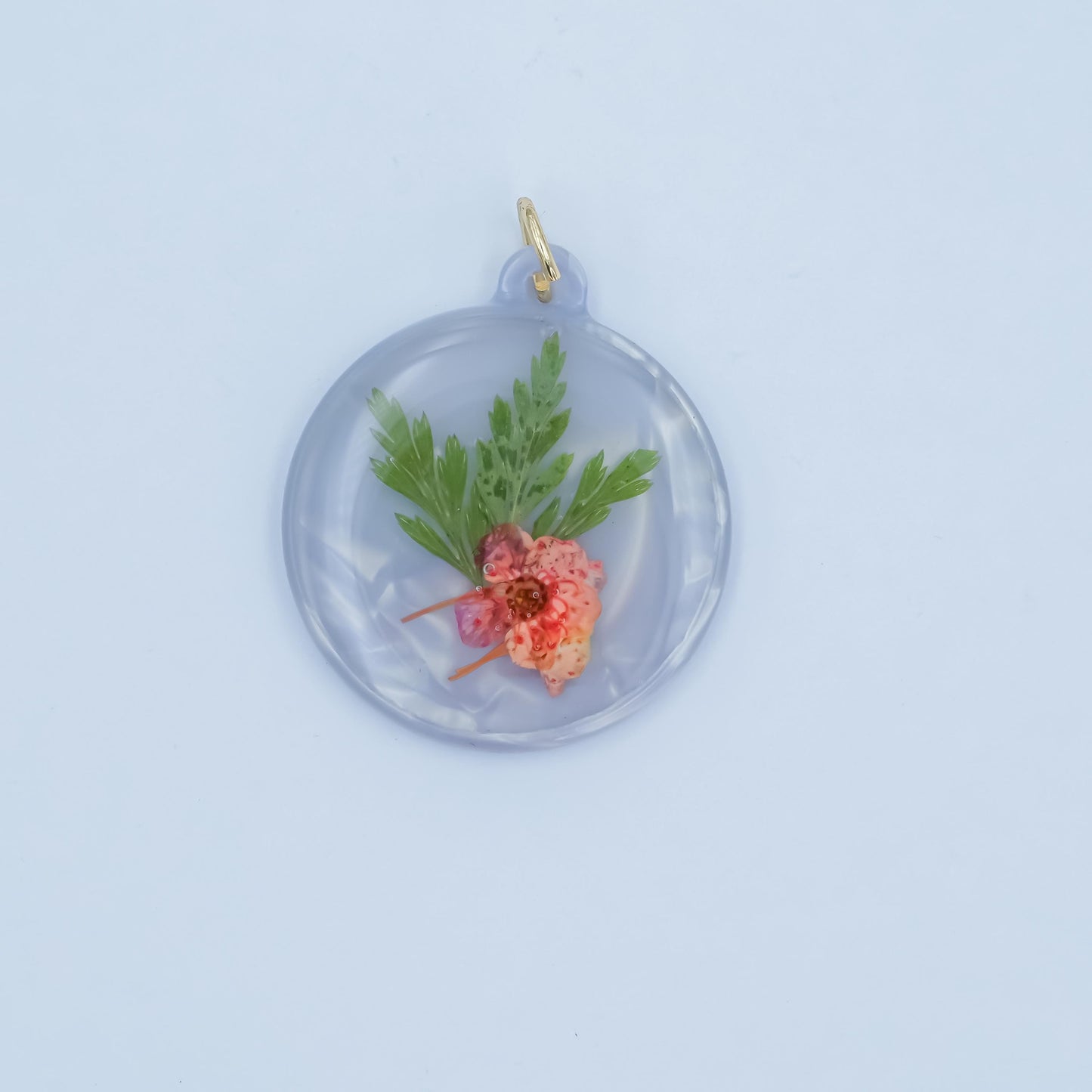 Real Marigold Resin Pendant Handmade Pressed Flower Charm for Necklace, Jewelry Making or Craft Supplies N-062