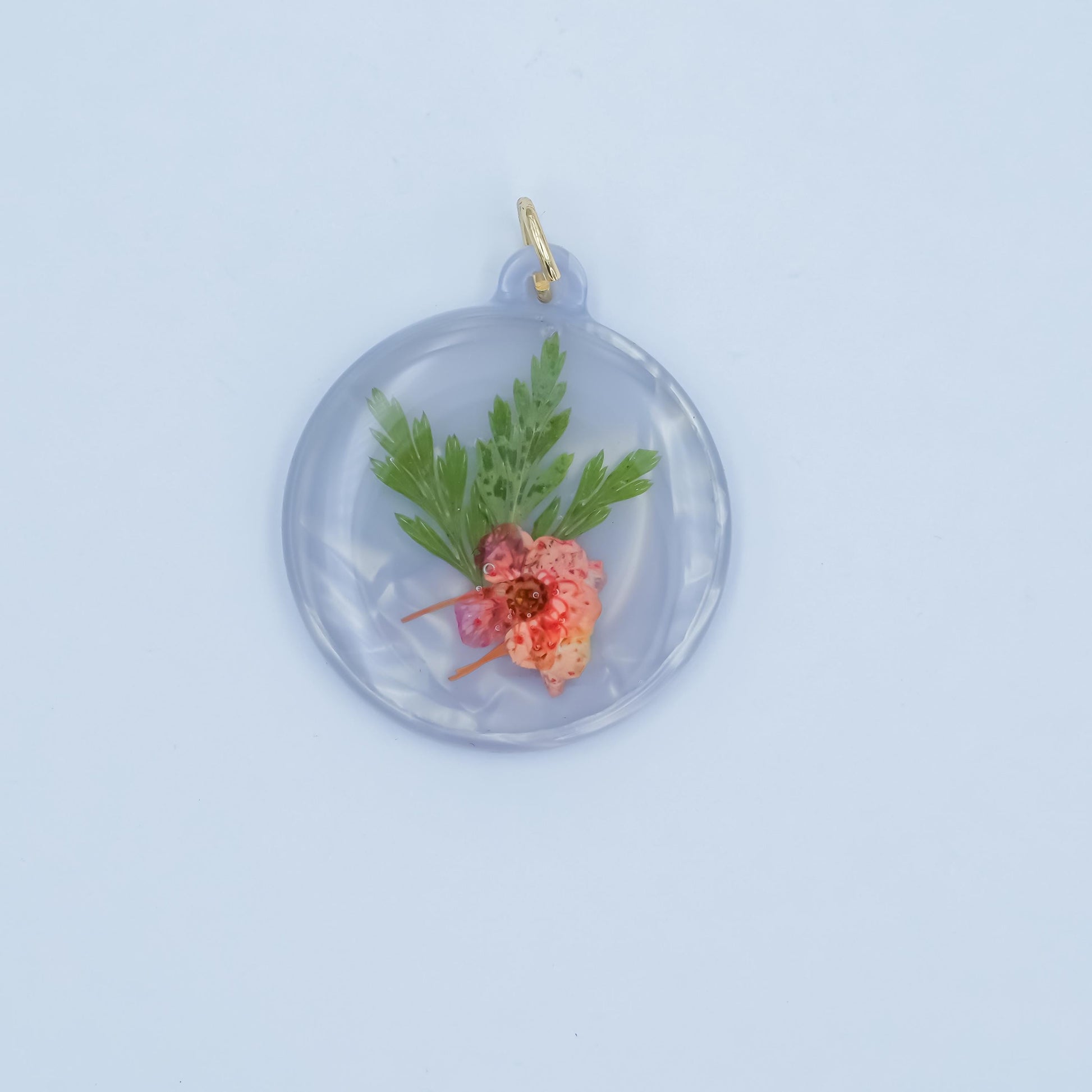 Real Marigold Resin Pendant Handmade Pressed Flower Charm for Necklace, Jewelry Making or Craft Supplies N-062