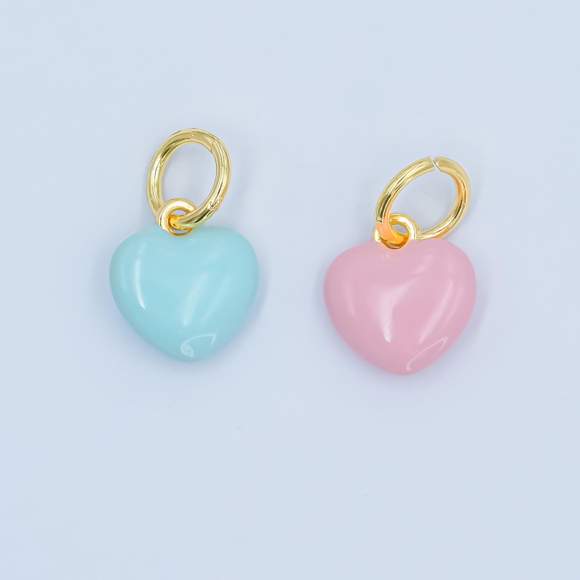 Mini 18K Gold Filled Enamel Heart Charm Cute Puffy Heart Pastel Pendant for DIY Jewelry, Bracelets, Necklaces, and Craft Supplies N-079