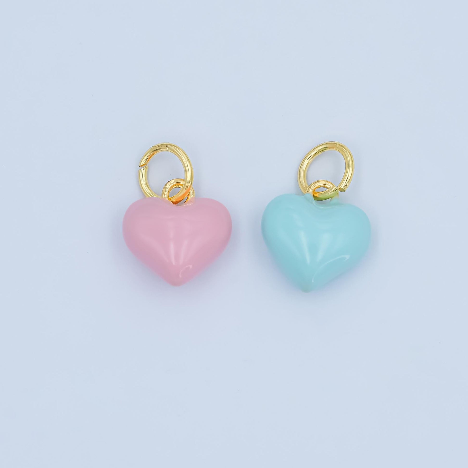 Dainty 18K Gold Filled Enamel Heart Charm Cute Puffy Heart Pastel Pendant for DIY Jewelry, Bracelets, Necklaces, and Craft Supplies N-078