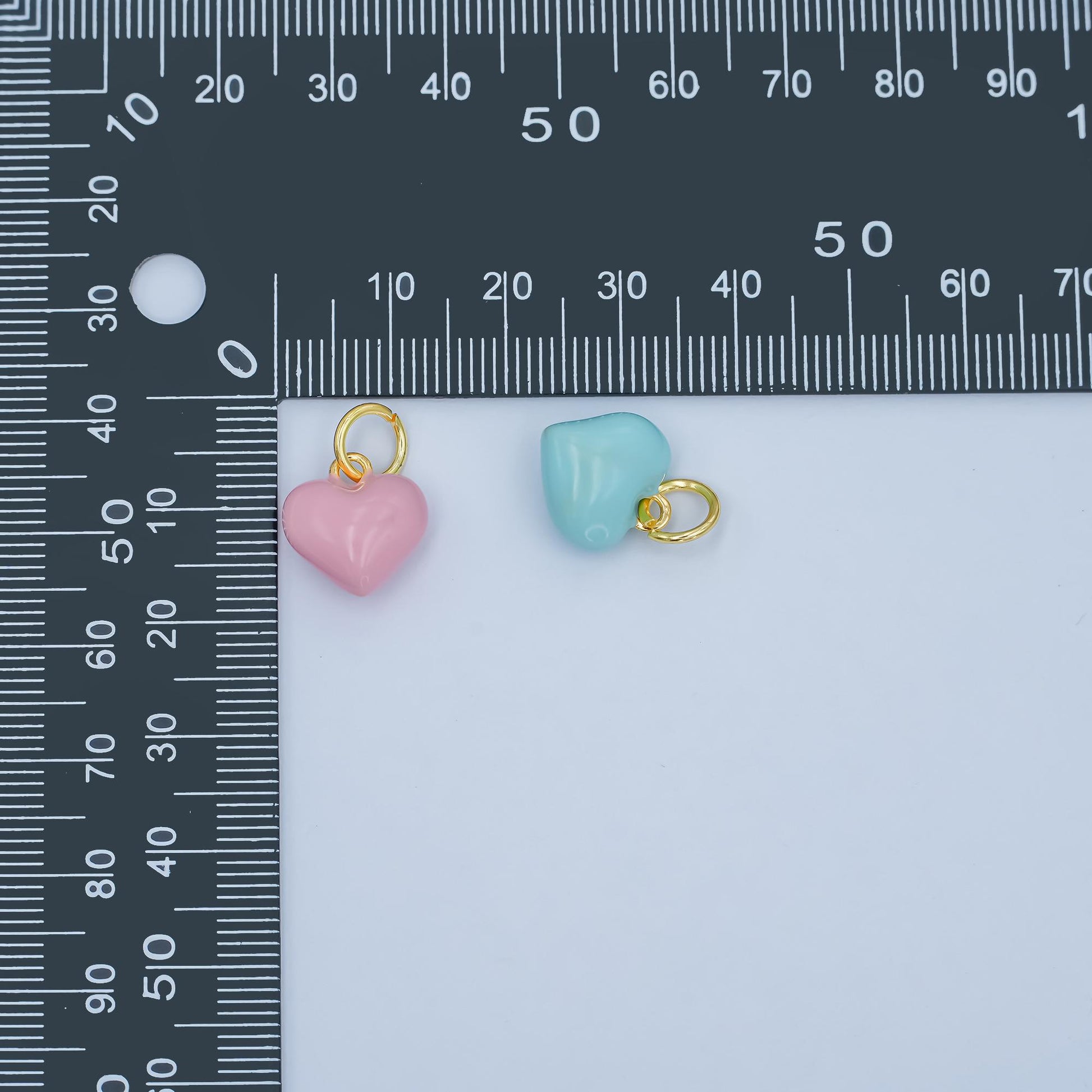 Dainty 18K Gold Filled Enamel Heart Charm Cute Puffy Heart Pastel Pendant for DIY Jewelry, Bracelets, Necklaces, and Craft Supplies N-078
