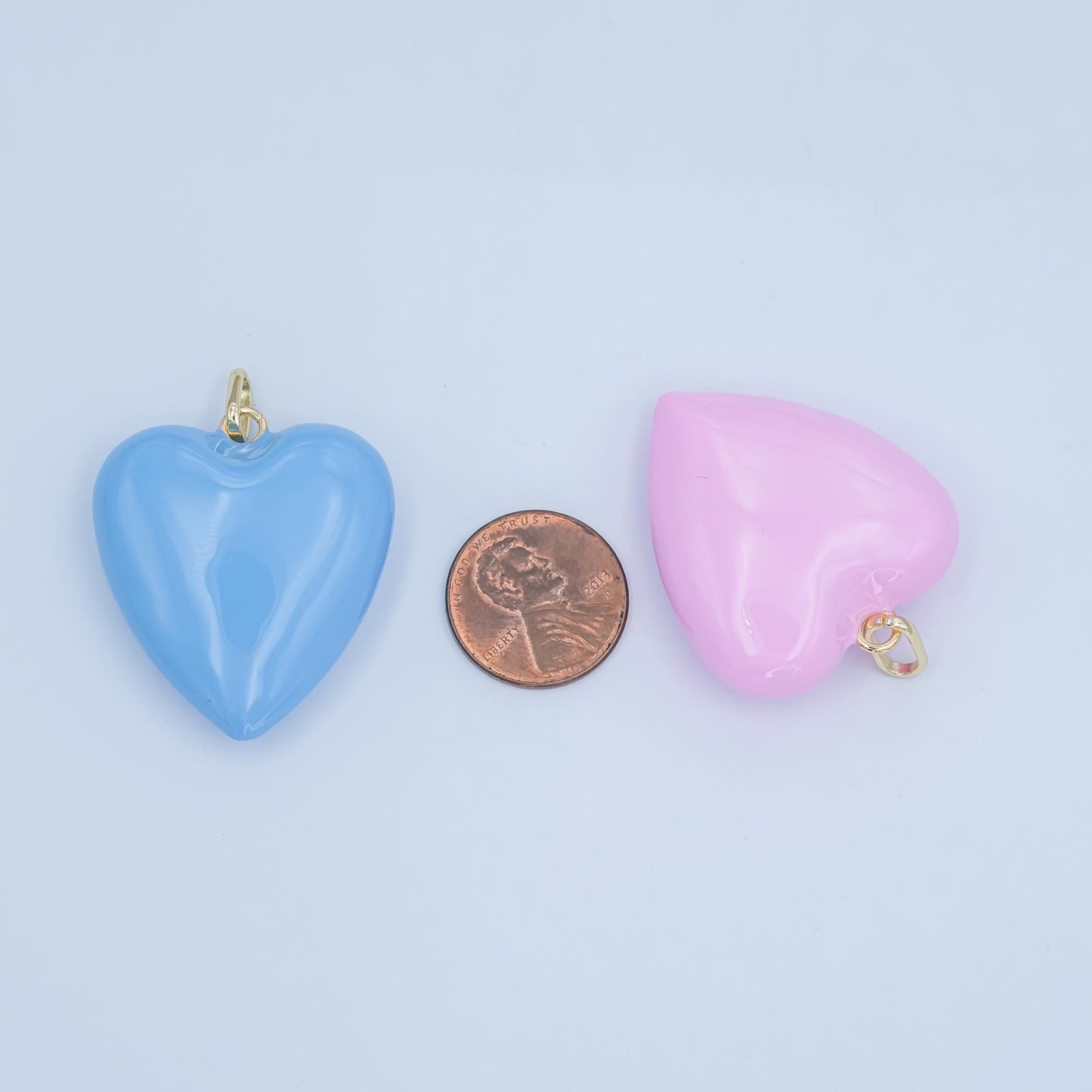 Puffy big Pastel Enamel Charm 18K Gold filled heart charm balloon pendant for statement jewelry making supply | AA-1497
