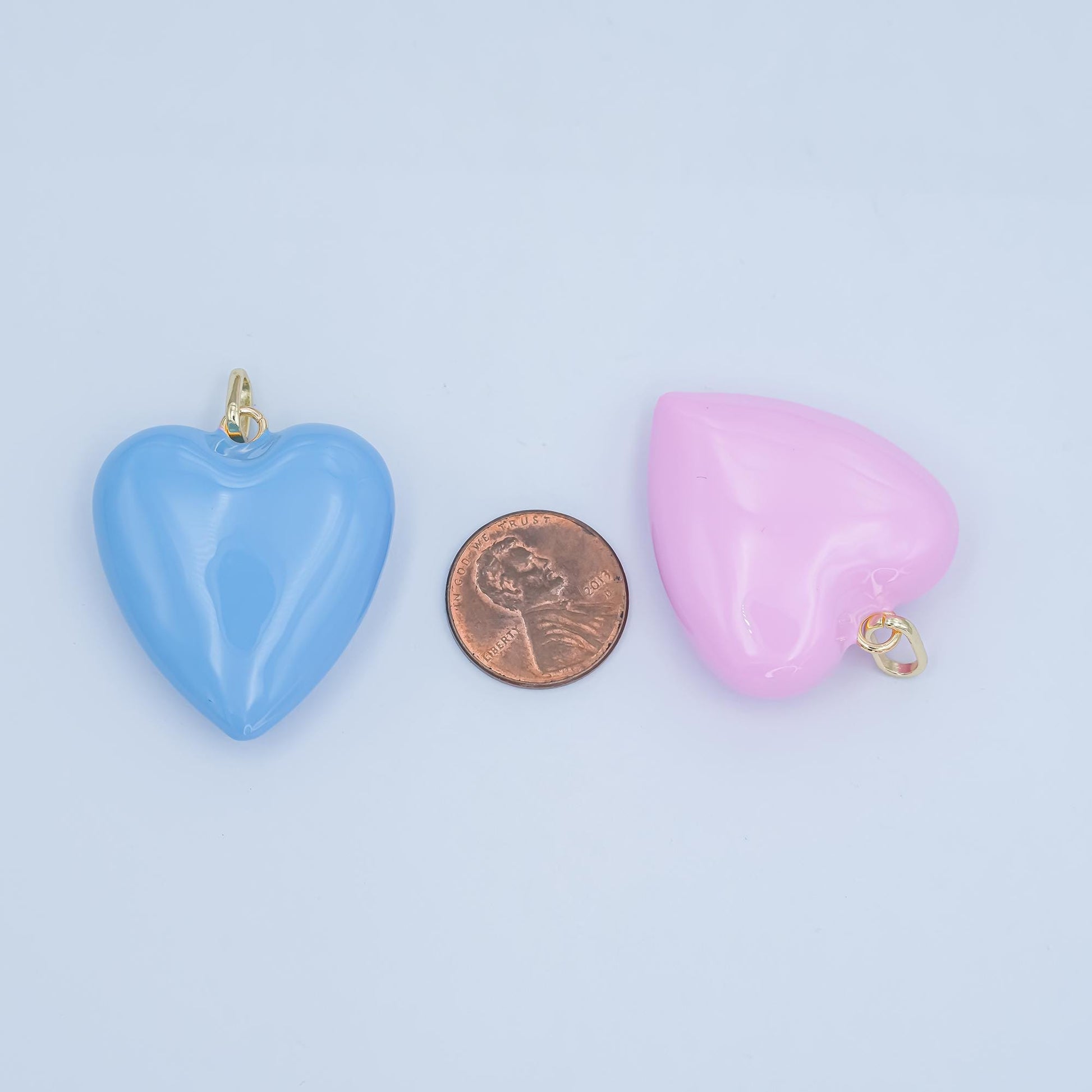 Puffy big Pastel Enamel Charm 18K Gold filled heart charm balloon pendant for statement jewelry making supply | AA-1497