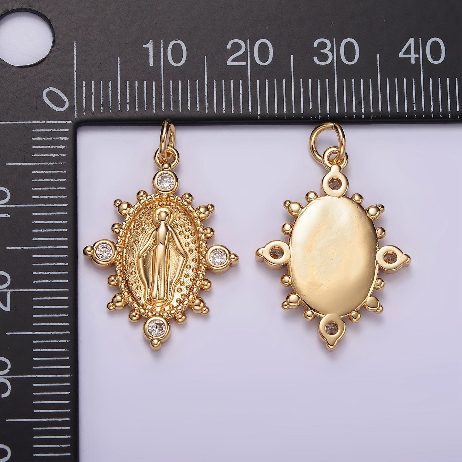 24k gold filled miraculous lady pendant delicate micro pave charm necklace for religious jewelry pendant W-487
