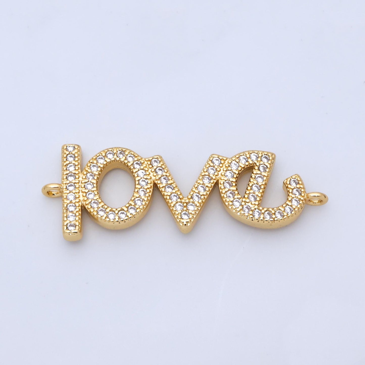 Love charm connector, bracelet connector, jewelry connectors, love charm, necklace connectors, micro pave cubic zirconia Y006
