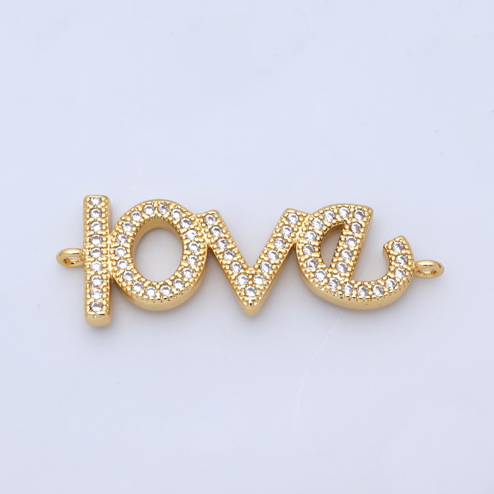 Love charm connector, bracelet connector, jewelry connectors, love charm, necklace connectors, micro pave cubic zirconia Y006