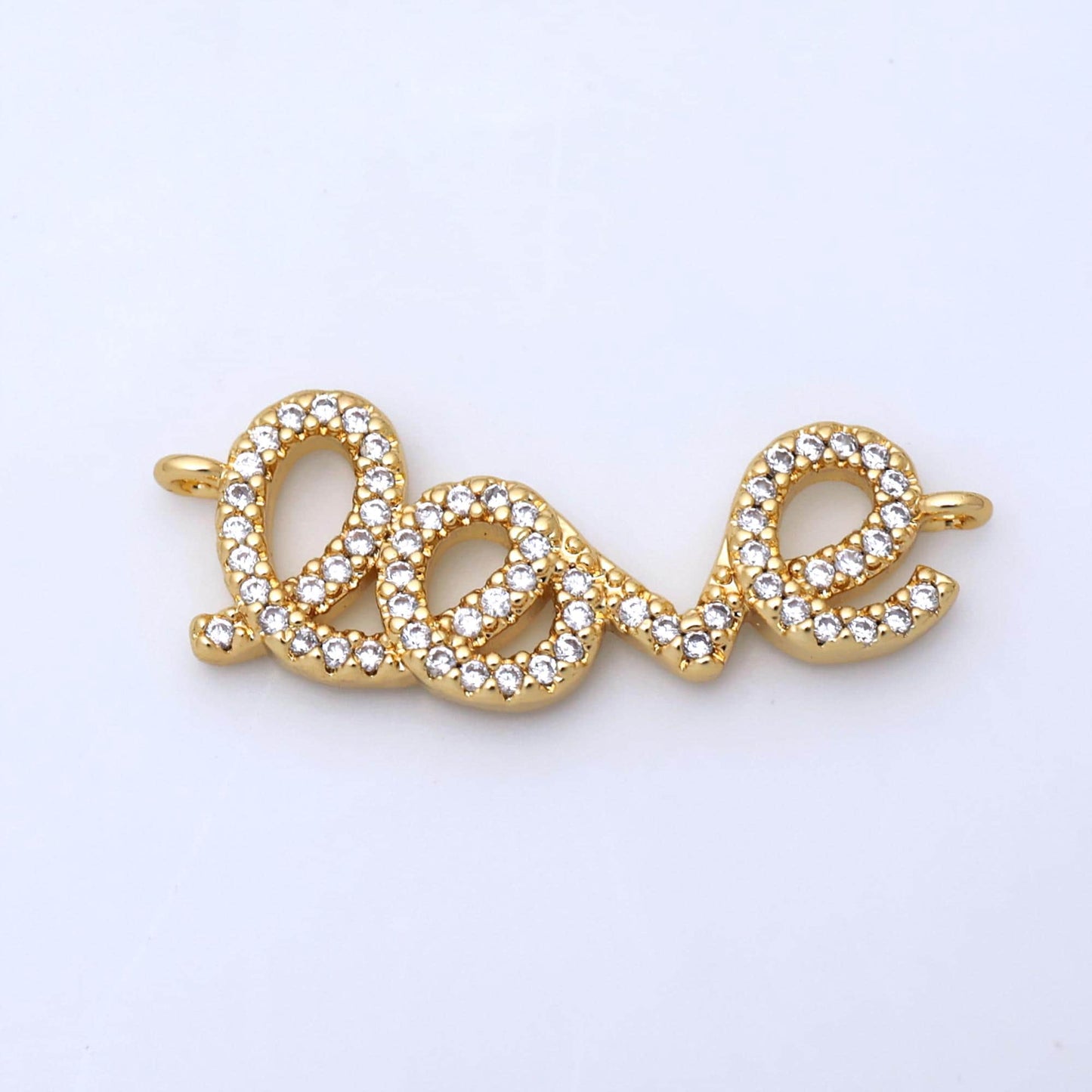 Love charm connector, bracelet connector, jewelry connectors, love charm, necklace connectors, micro pave cubic zirconia Y006