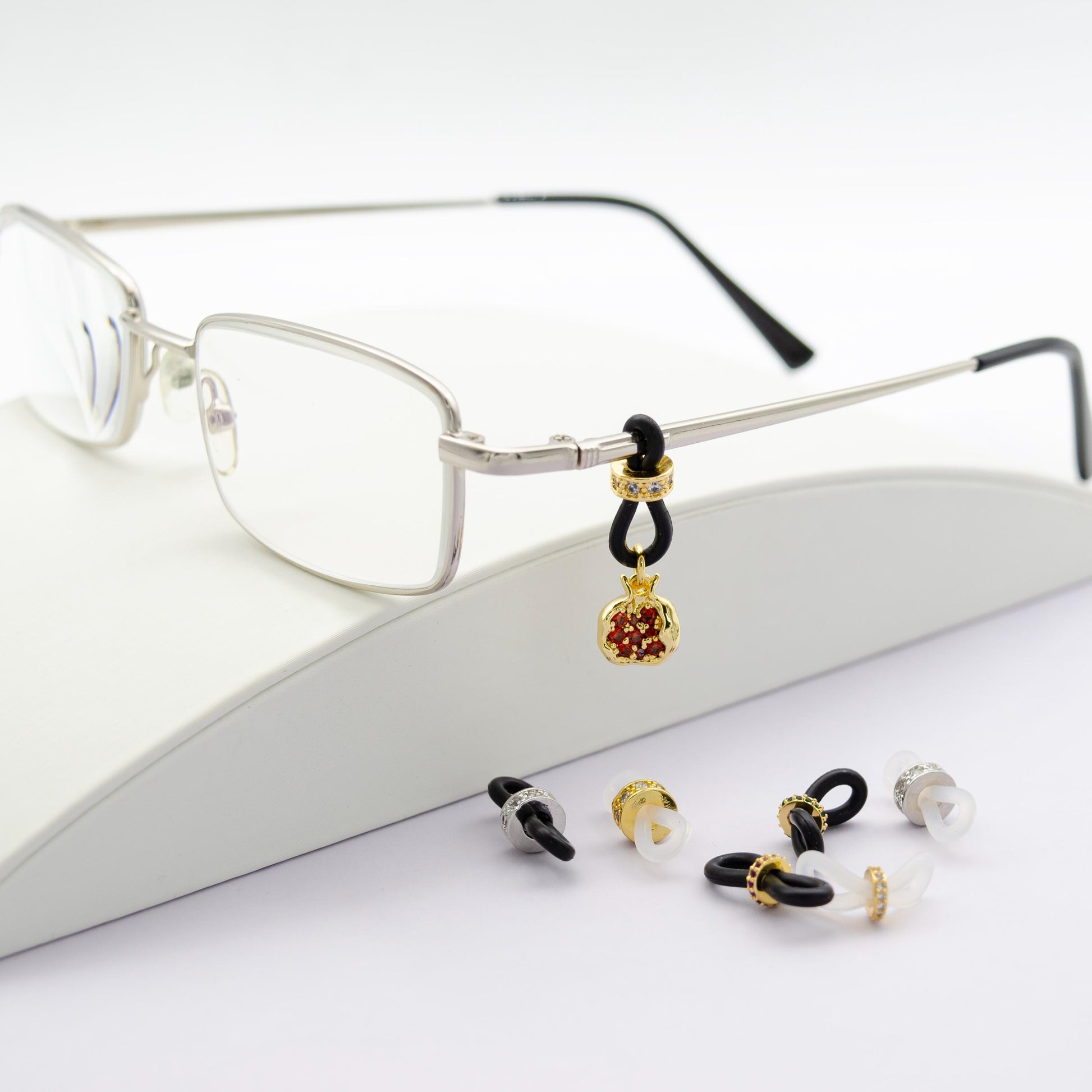 Rubber parts with adjustable Cz Beads for Glasses Charm Trend Sunglasses Eyeglasses Charm Supply Jewelry Making