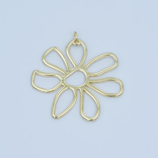 Dainty Gold open flower charms boho hippie floral charms summer trend spring jewelry supplies bracelet necklace earring supply C-054