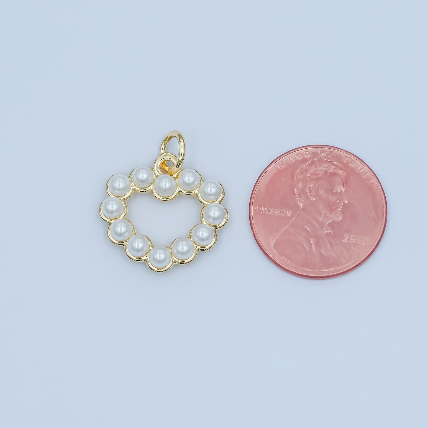 Mini pearl heart charm pendant 24k Gold Filled for necklace anklet bracelet earring charm supplies M-320