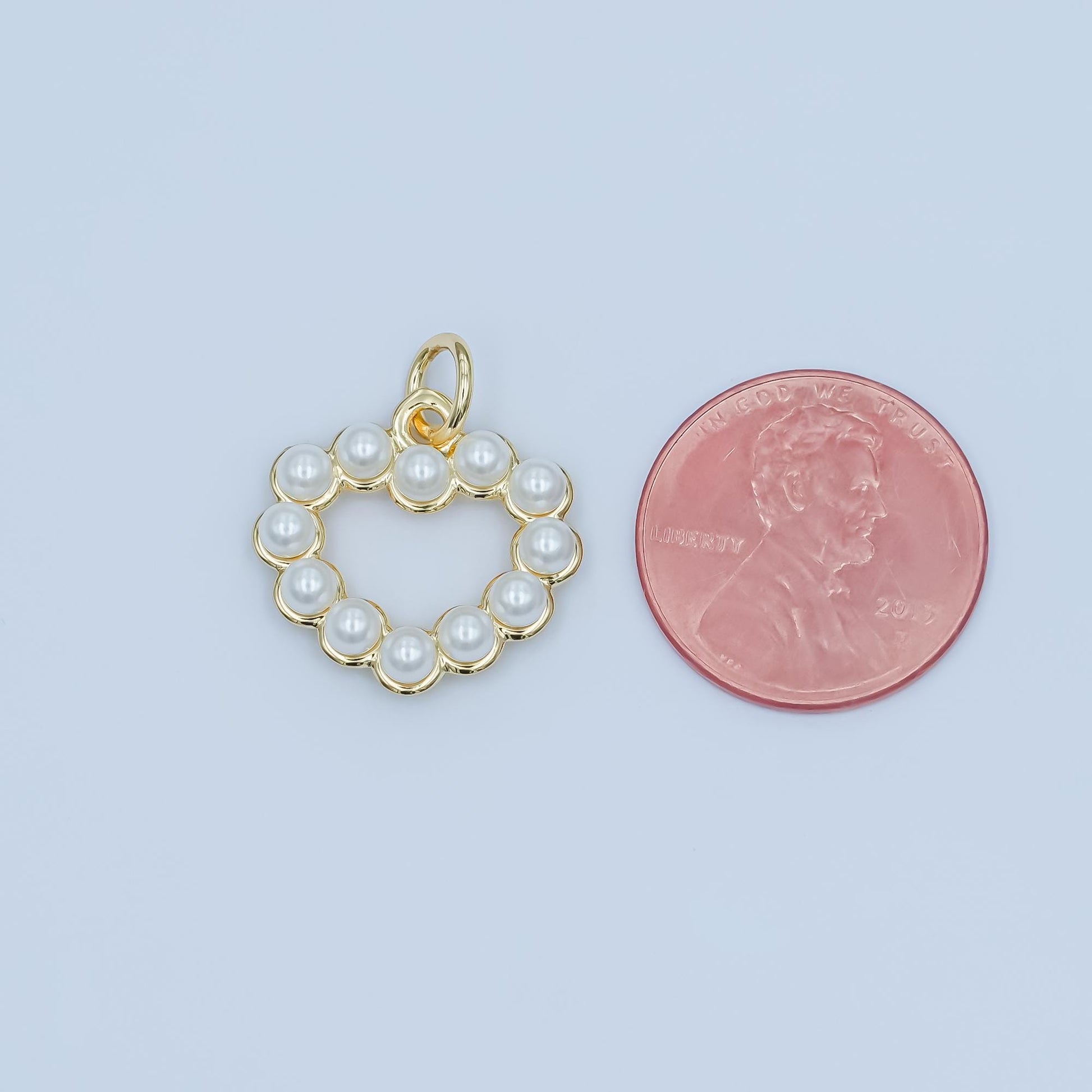 Mini pearl heart charm pendant 24k Gold Filled for necklace anklet bracelet earring charm supplies M-320