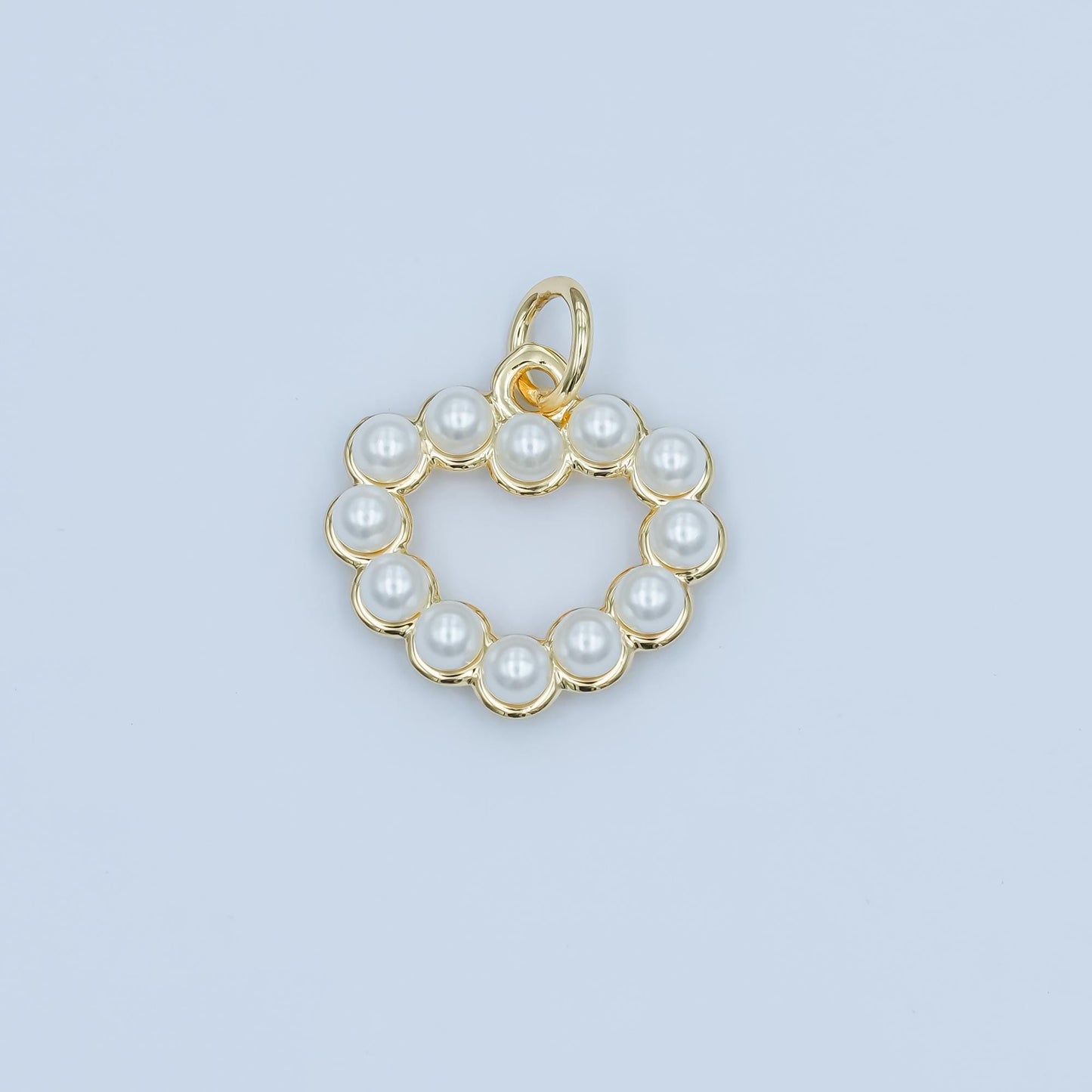 Mini pearl heart charm pendant 24k Gold Filled for necklace anklet bracelet earring charm supplies M-320