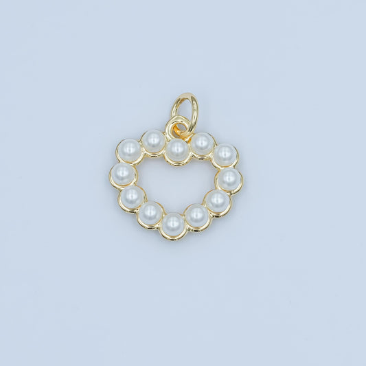Mini pearl heart charm pendant 24k Gold Filled for necklace anklet bracelet earring charm supplies M-320