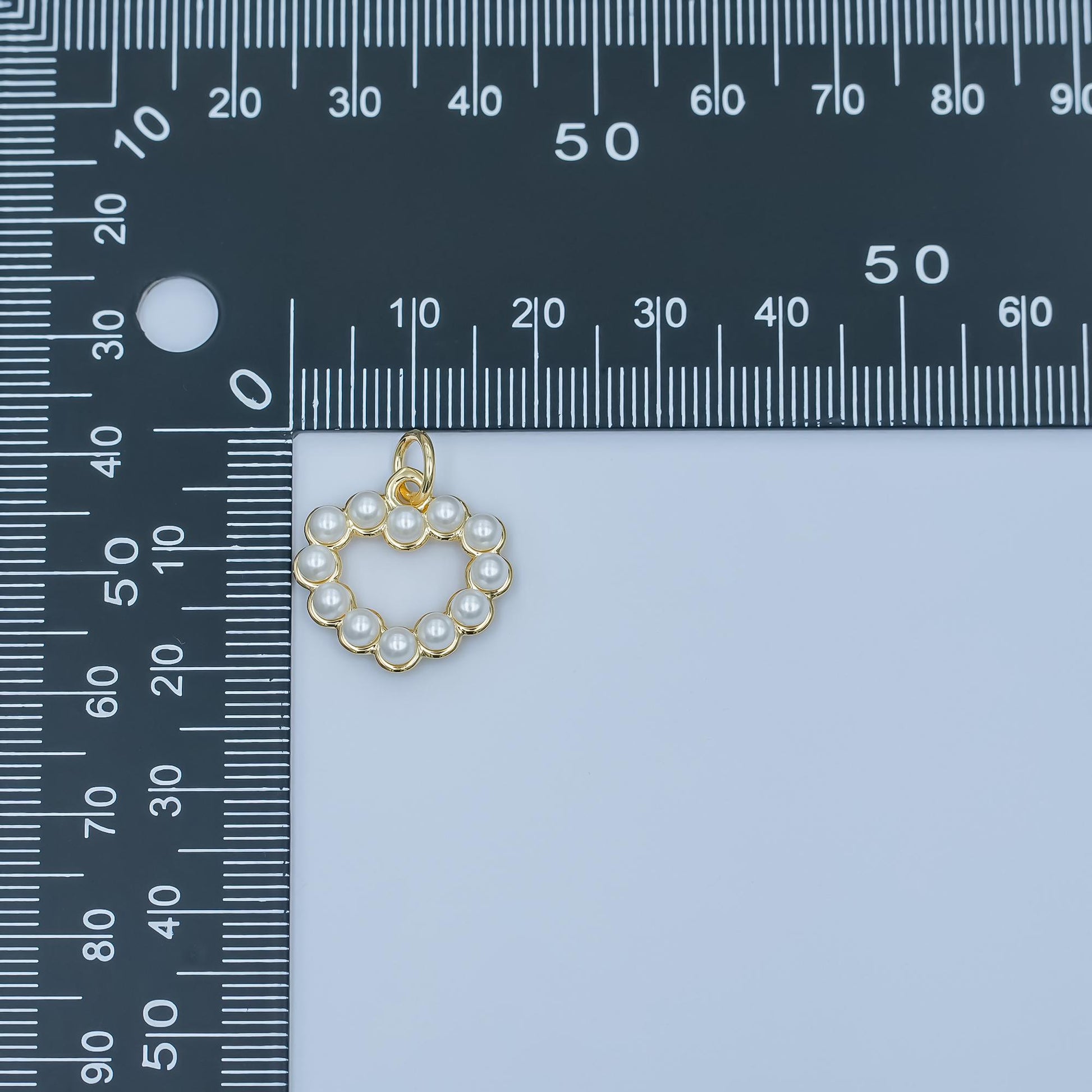 Mini pearl heart charm pendant 24k Gold Filled for necklace anklet bracelet earring charm supplies M-320