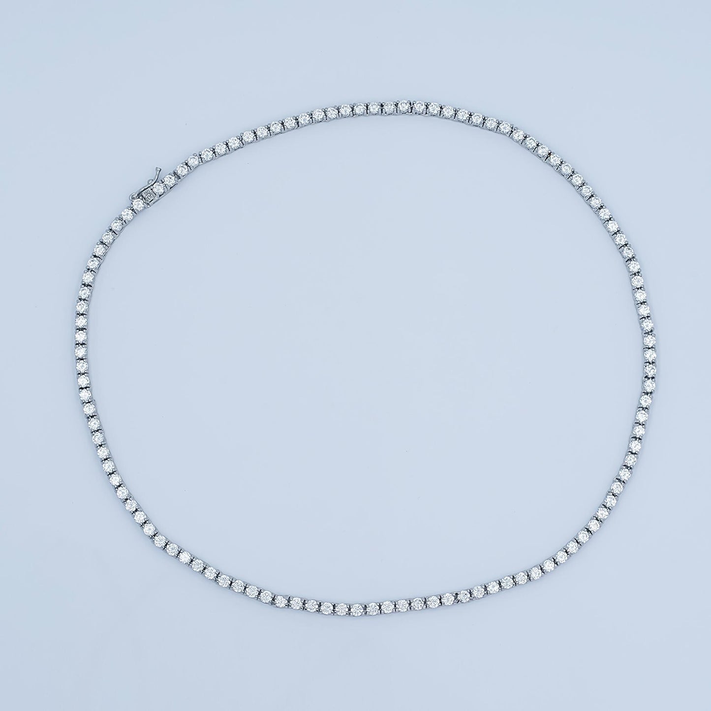 Silver tennis choker necklace CZ diamond tennis necklace Clear cubic zirconia stones 17.3 inch Long | WA-3021