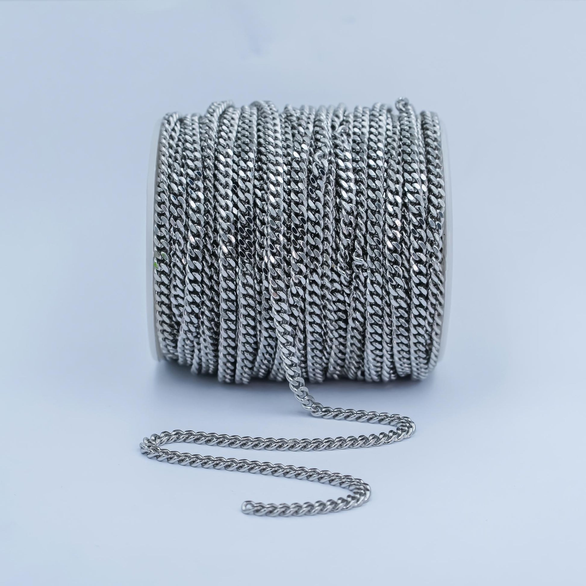 Gold cuban curb chain by yard, florida link chain,wholesale bulk roll chain for jewelry making, width 4.6 mm,roll- 499, 500