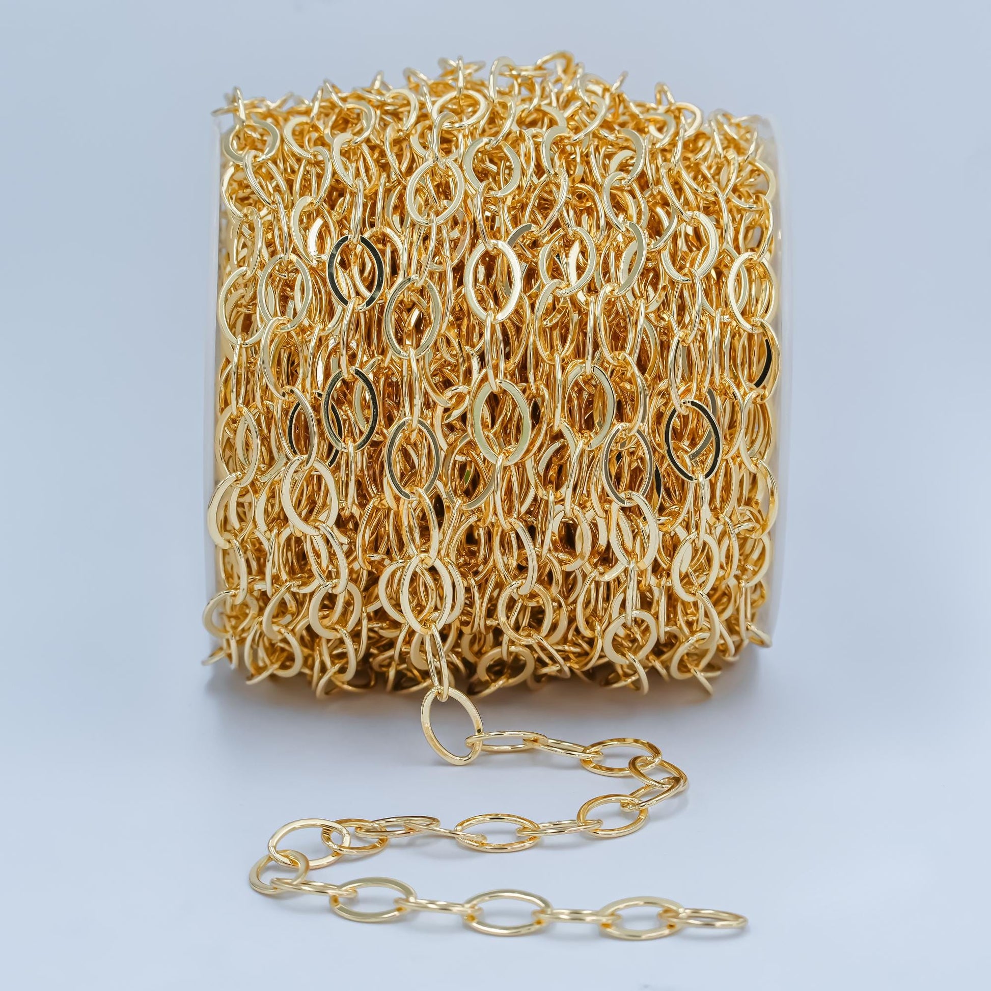 14K Gold Rolo Cable Chain by Yard, Cable Rolo Chain, Wholesale bulk Roll Chain for Jewelry Making,Thickness 0.5mm,Roll-31