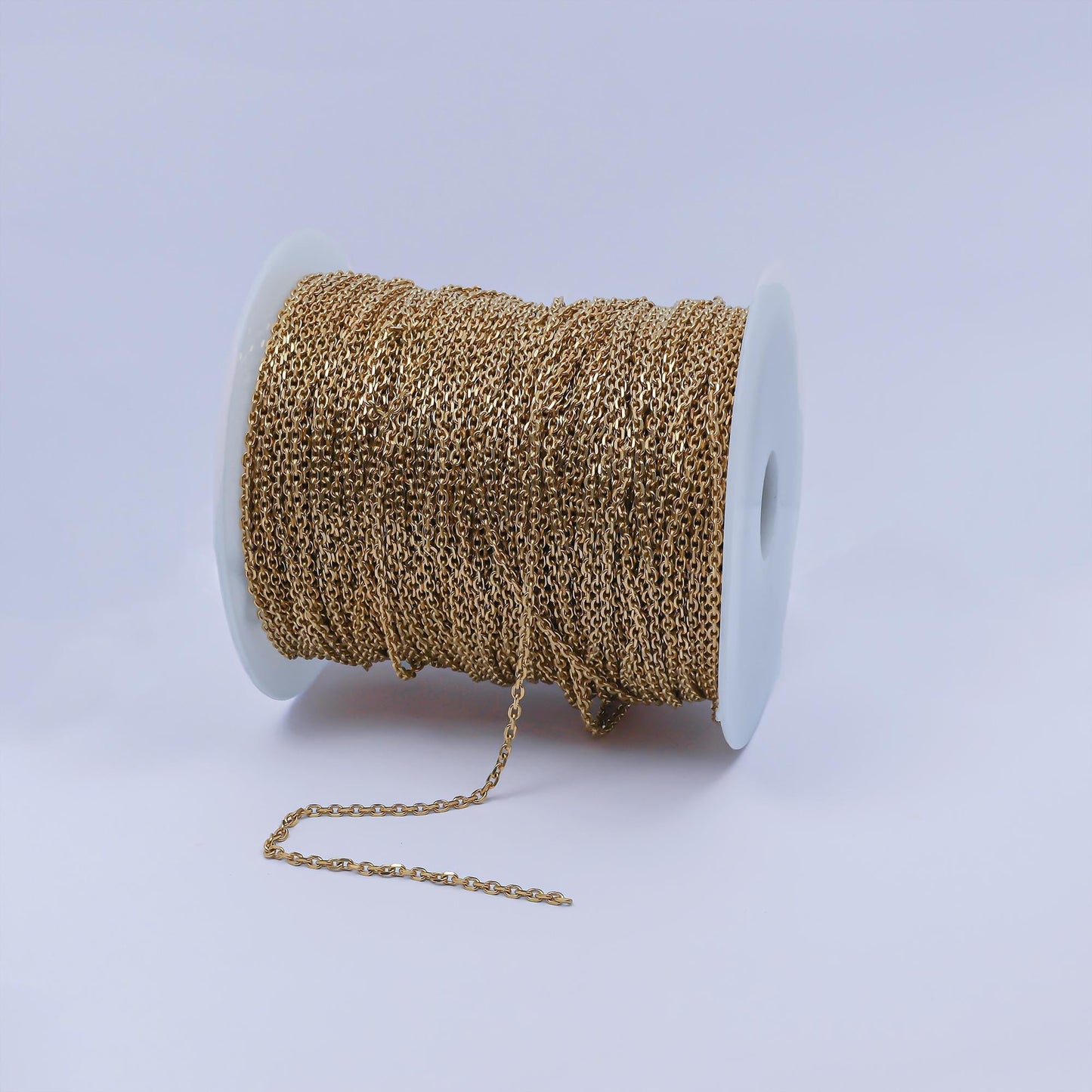 24k gold filled 2mm cable rolo chain bulk by yard, flat edge minimalist wholesale chain for jewelry making | roll-948