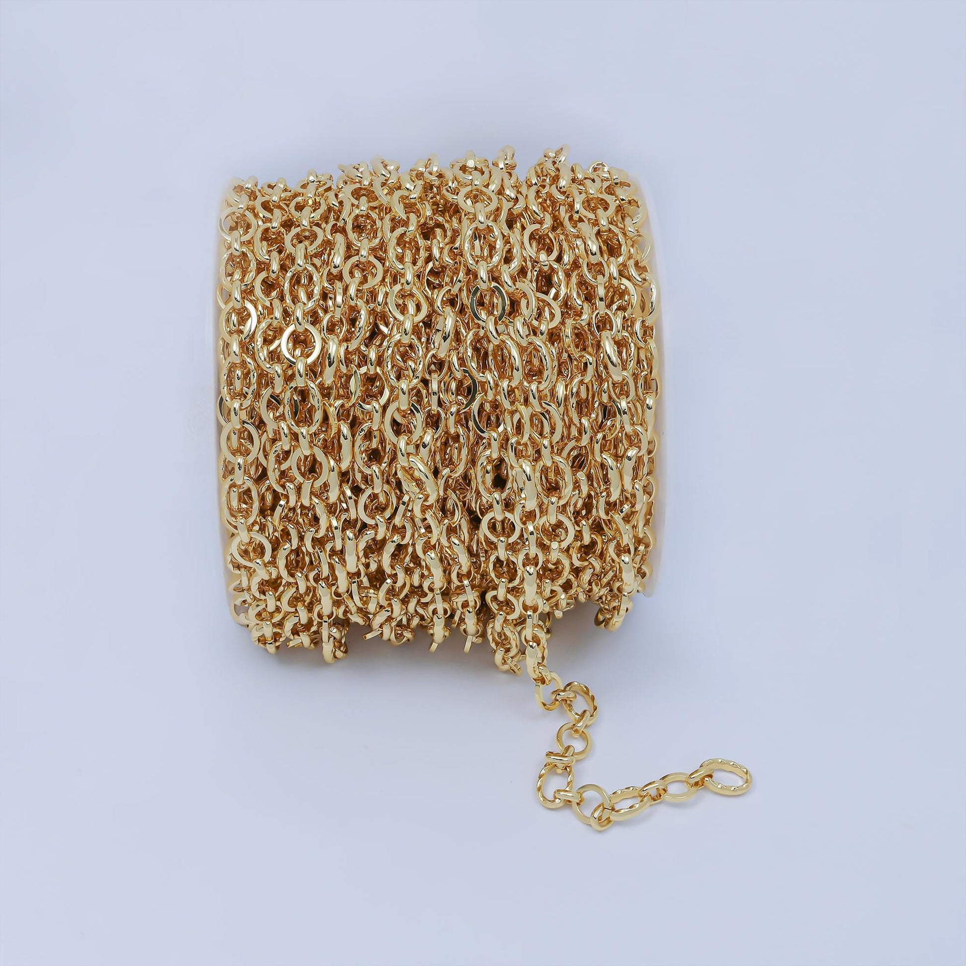 24k gold oval rolo cable chain by yard, link cable twistedvelongate chain , new design rolo chain, roll-348