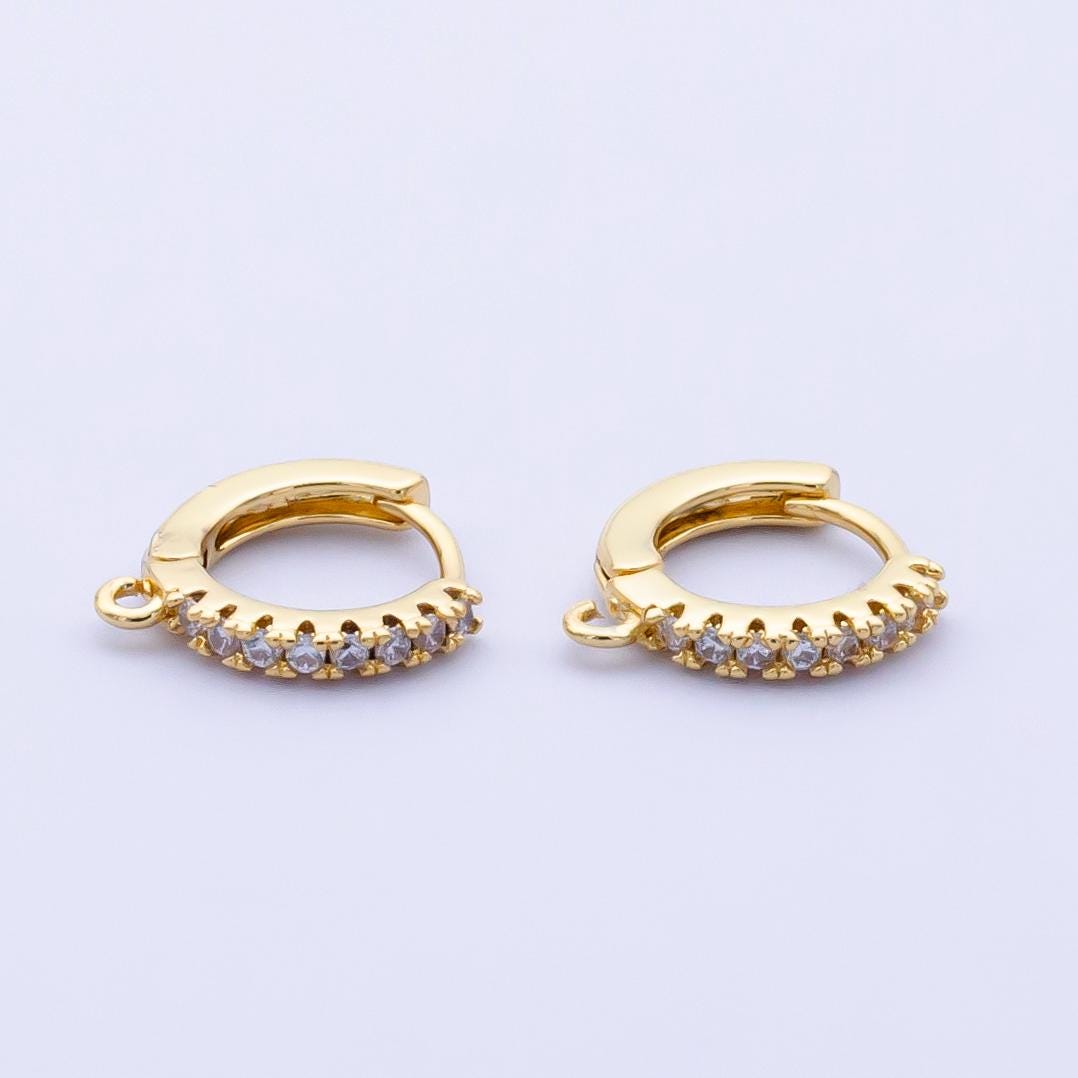 Gold filled clear cubic one touch w/ open link, lead nickel free lever back earring making component cz hoop, k-578