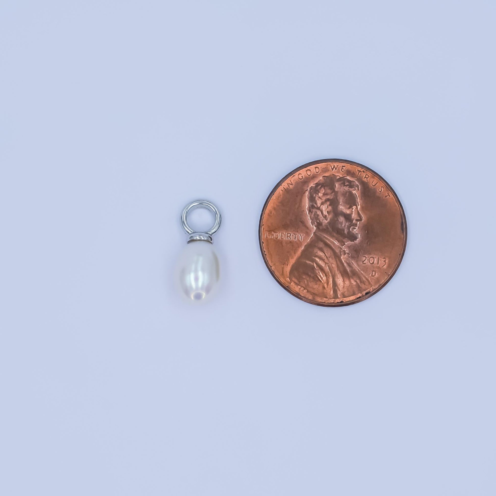 Silver 6mm White pearl oval drop pendant for Minimalist Jewelry Making Supply | P-1565