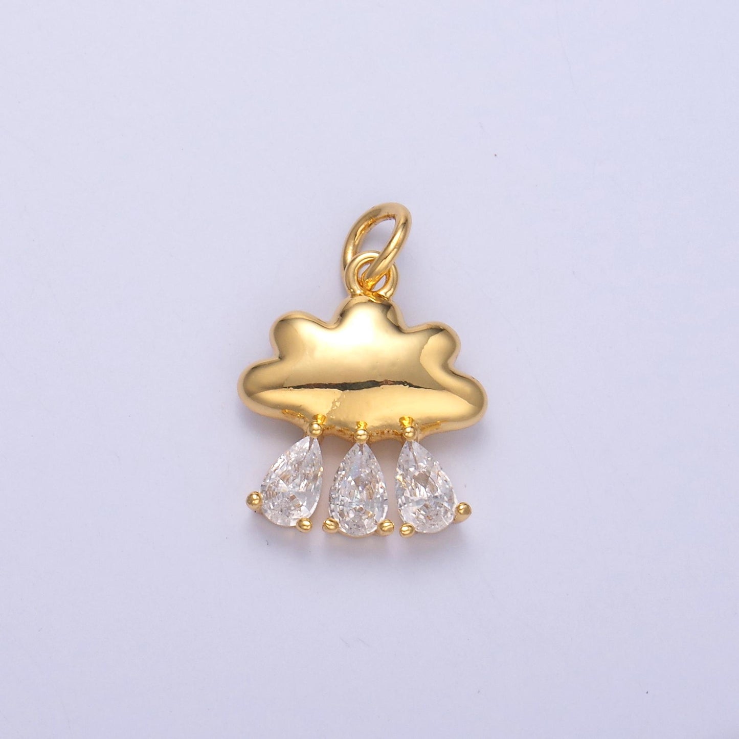 Mini Cute Cloud Charm with CZ Rain Drop for Bracelet Necklace Earring Supply C057