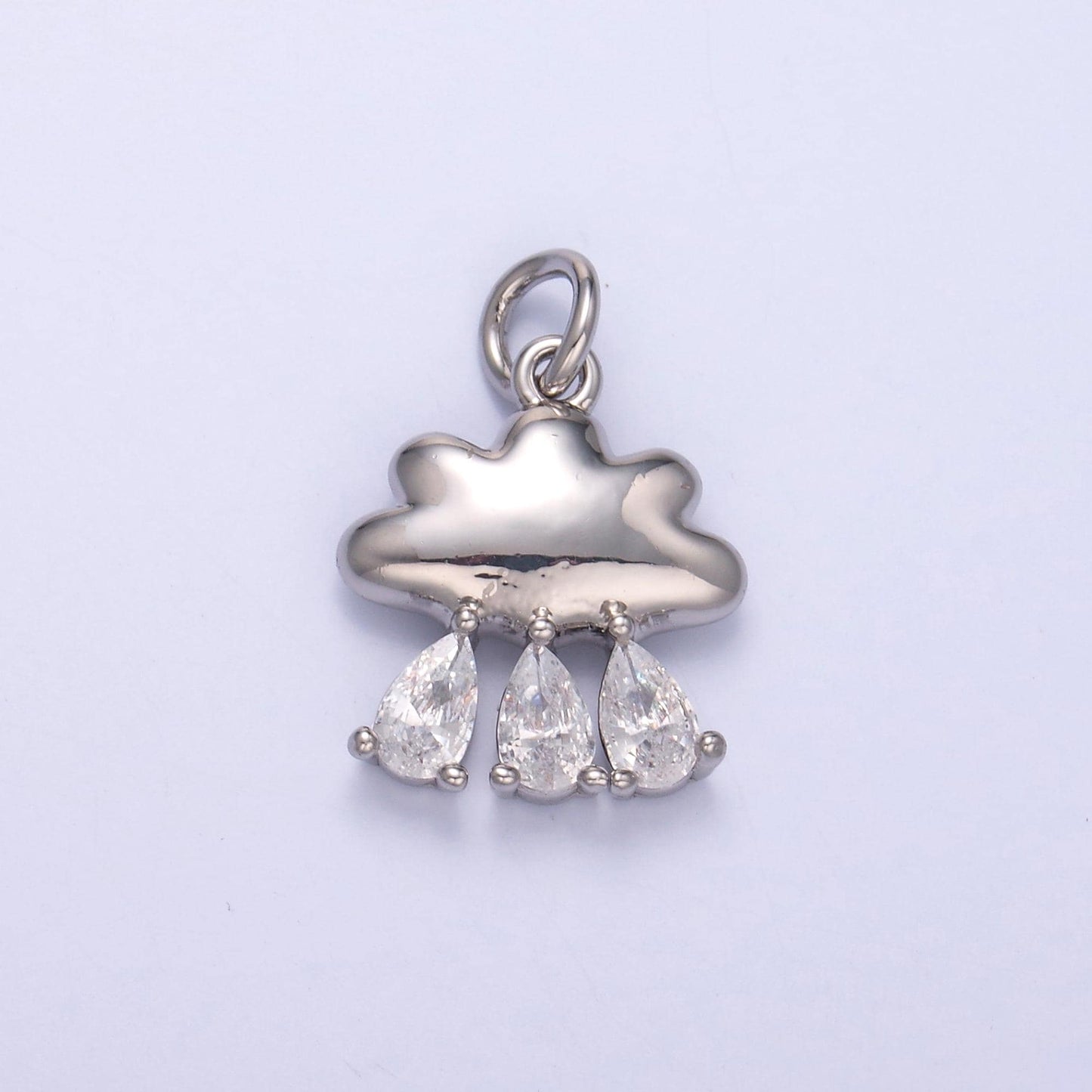Mini Cute Cloud Charm with CZ Rain Drop for Bracelet Necklace Earring Supply C057