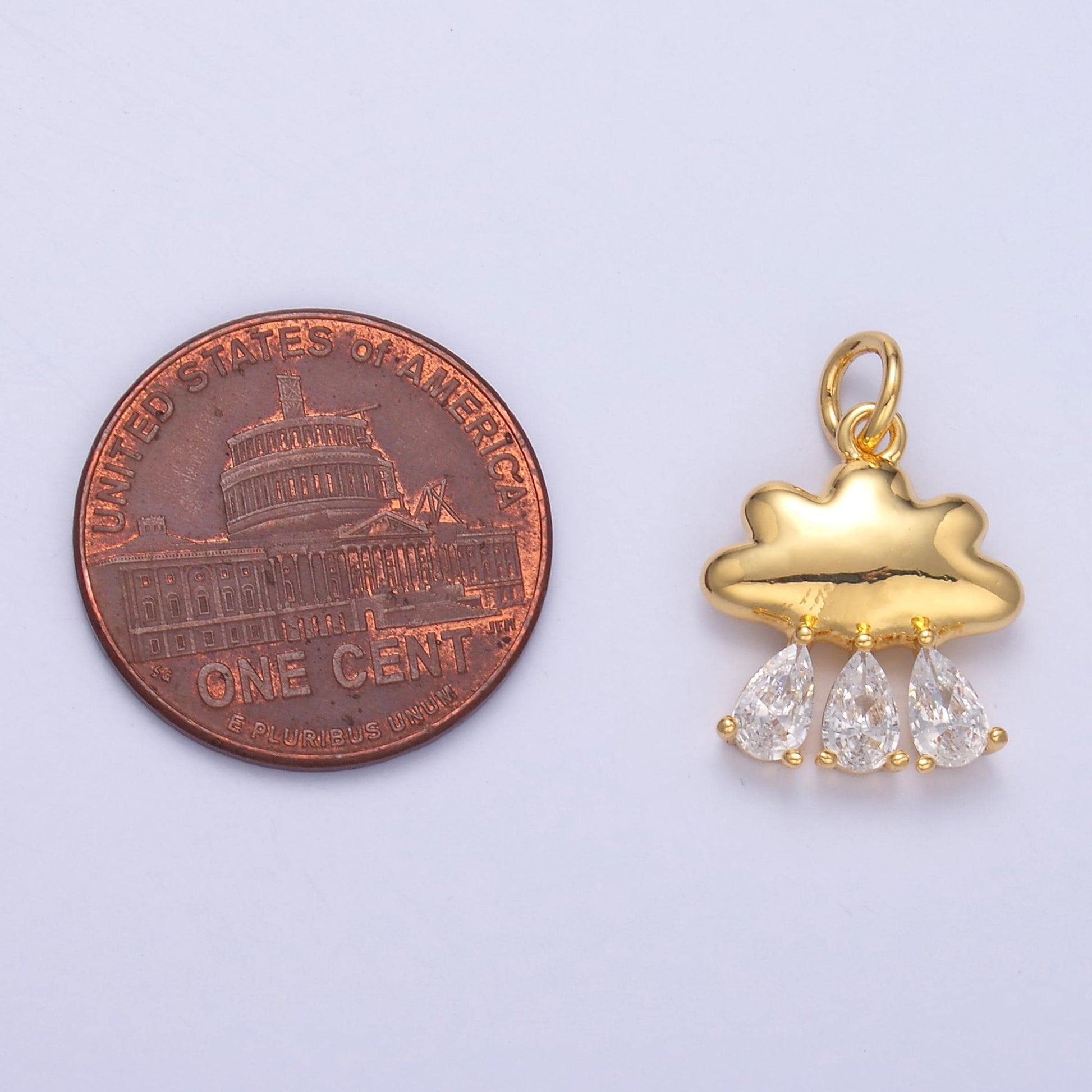 Mini Cute Cloud Charm with CZ Rain Drop for Bracelet Necklace Earring Supply C057