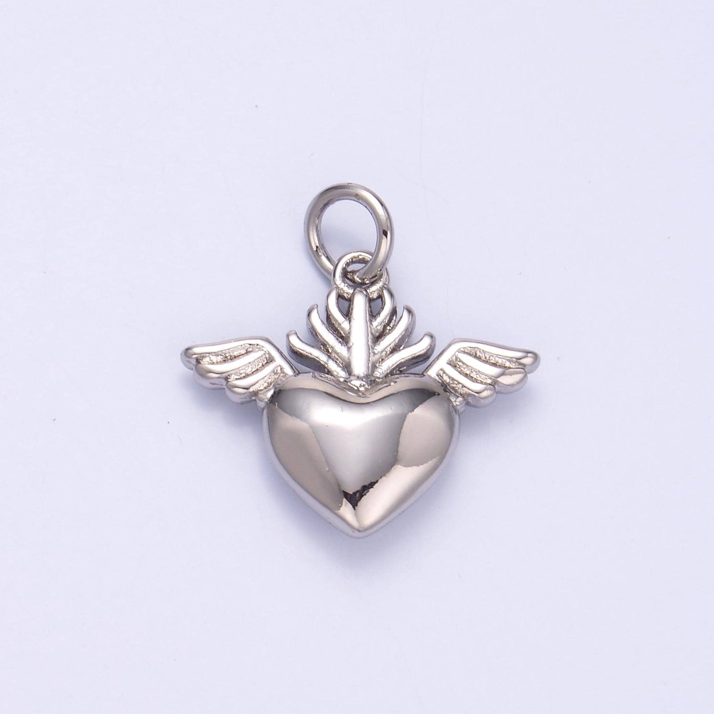 Mini Gold sacred heart charms 24k gold filled flame heart pendant religious charm bracelet necklace for diy jewelry making supply N008