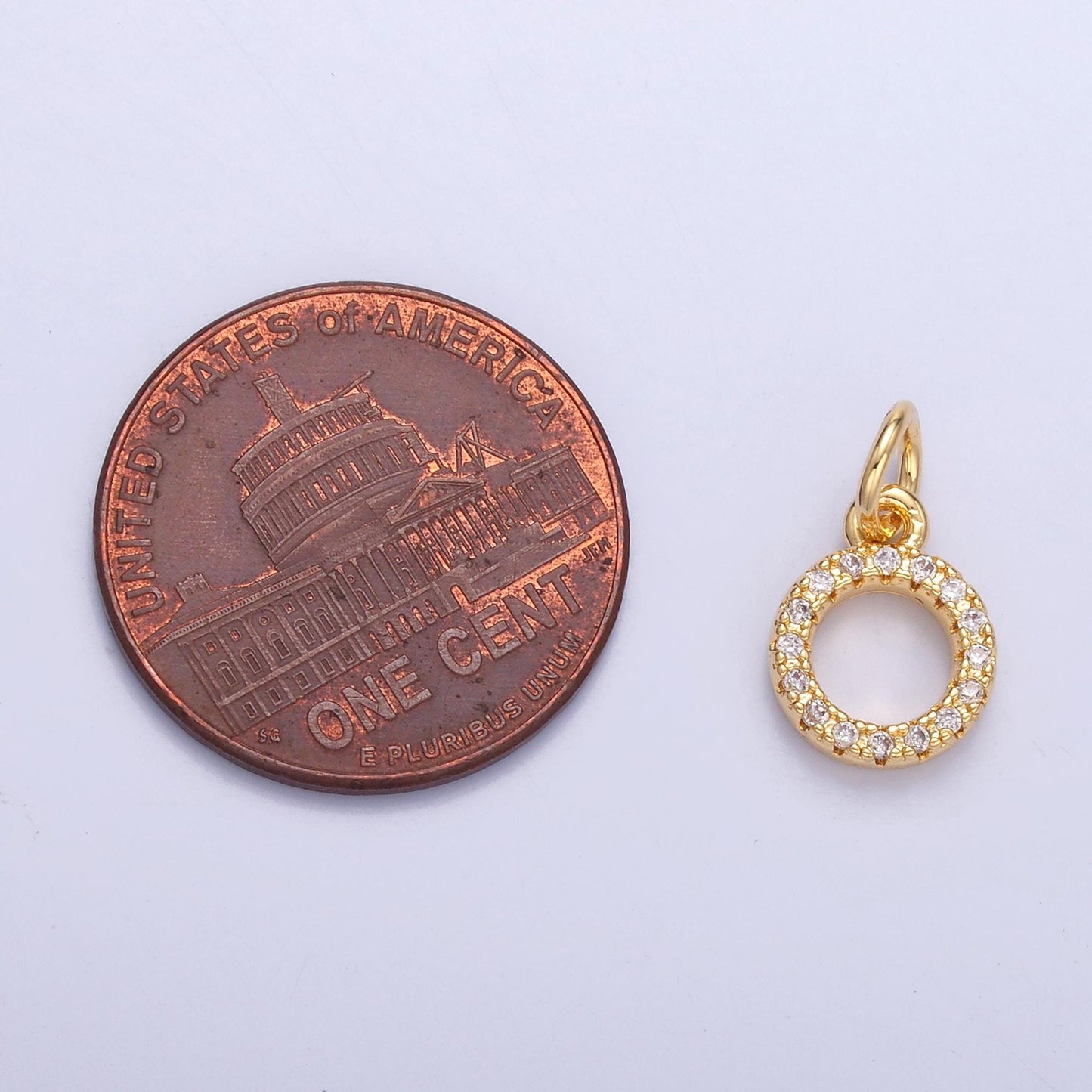 42k gold filled open circle round geometric CZ Micro Pave add-on charm | N004